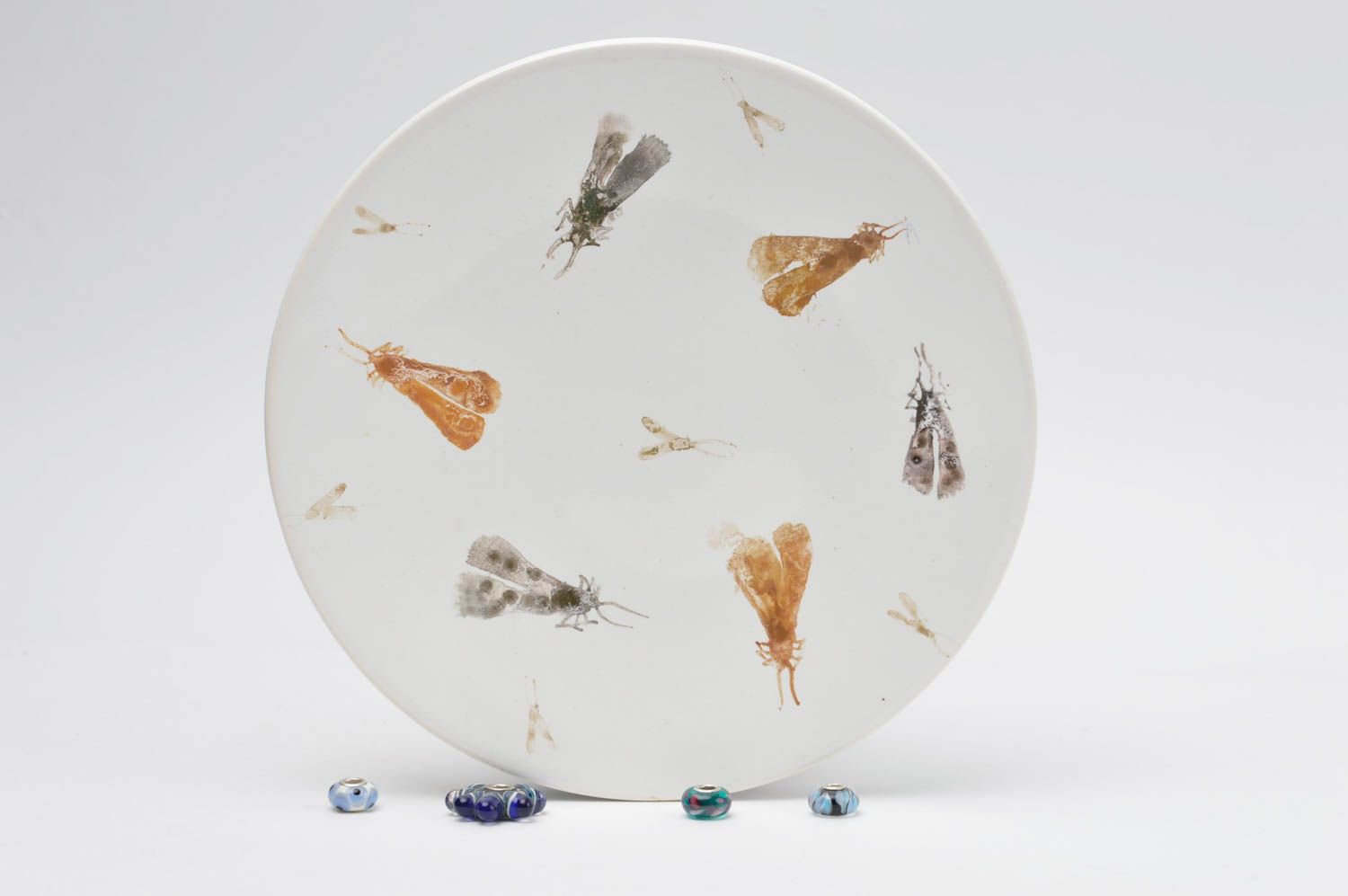 Assiette plate faite main Vaisselle design en céramique Déco maison insectes photo 1