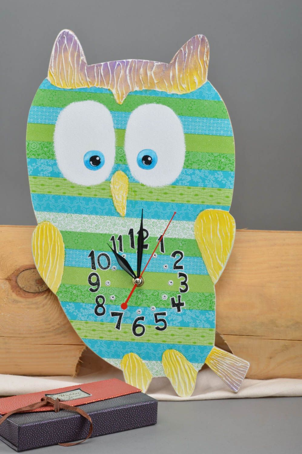 Stylish handmade wall clock childrens plywood clock home goods gift ideas photo 1
