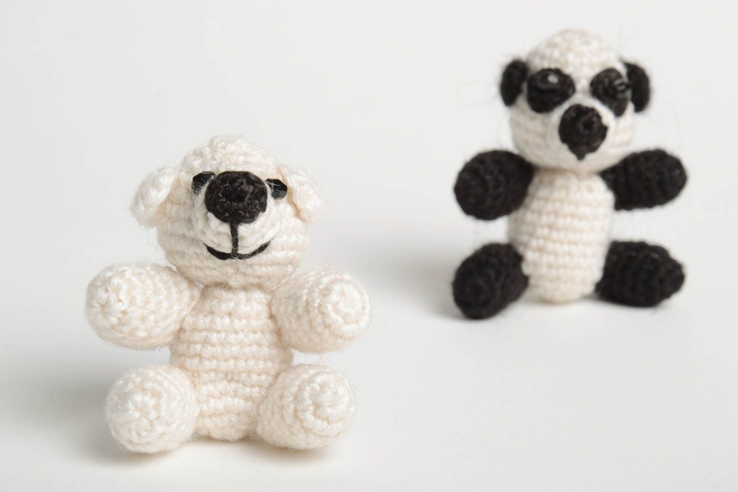 Jouets tricotés Peluches faites main en coton Cadeau enfant original ours panda photo 3