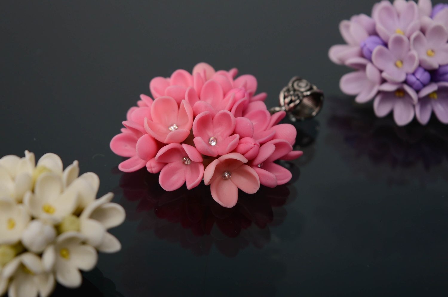 Cold porcelain designer pendant Pink Lilac photo 2