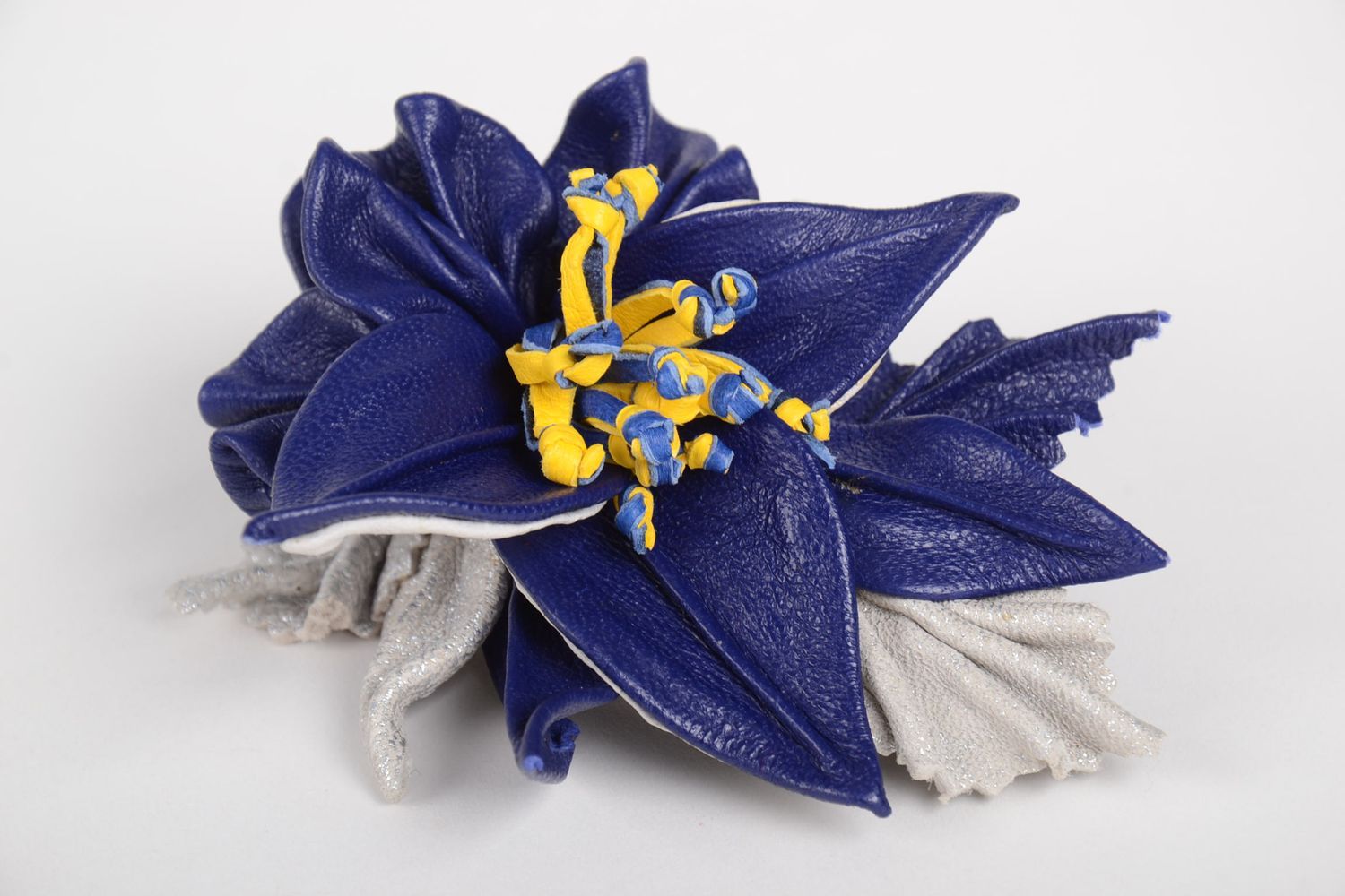 Haarschmuck Blume handgeschaffen Haarklamme Blume blauer Schmuck für die Haare foto 4
