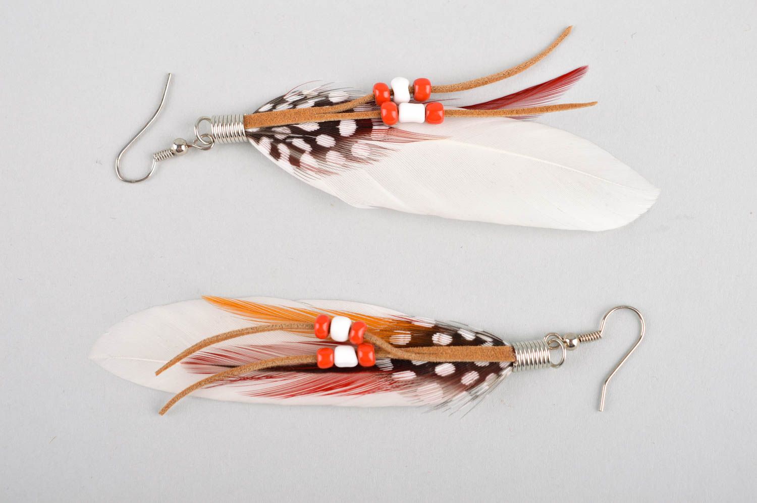 Feather earrings with charms stylish accessories feather jewelry summer jewelry photo 5