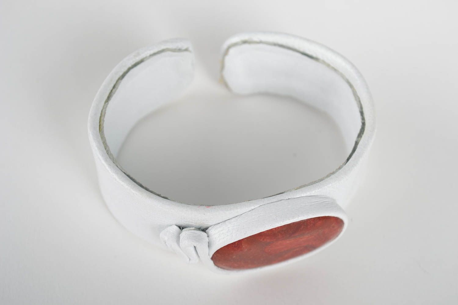 Handmade leather bracelet unique bijouterie stone accessory present for woman photo 5