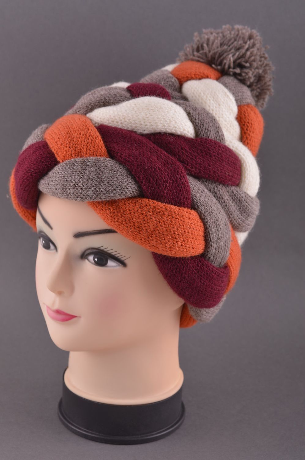 Головной убор хэнд мэйд зимняя женская шапка плетеная модная зимняя шапка фото 1