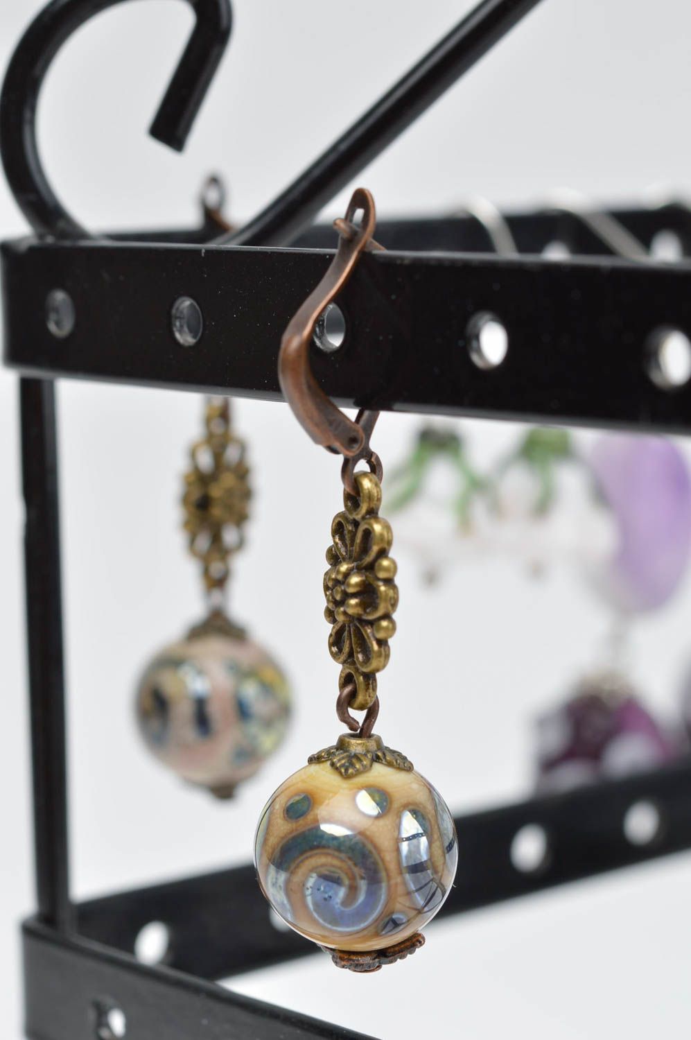 Modeschmuck Ohrringe handmade Kugel Ohrringe Schmuck aus Glas für Modedamen foto 1