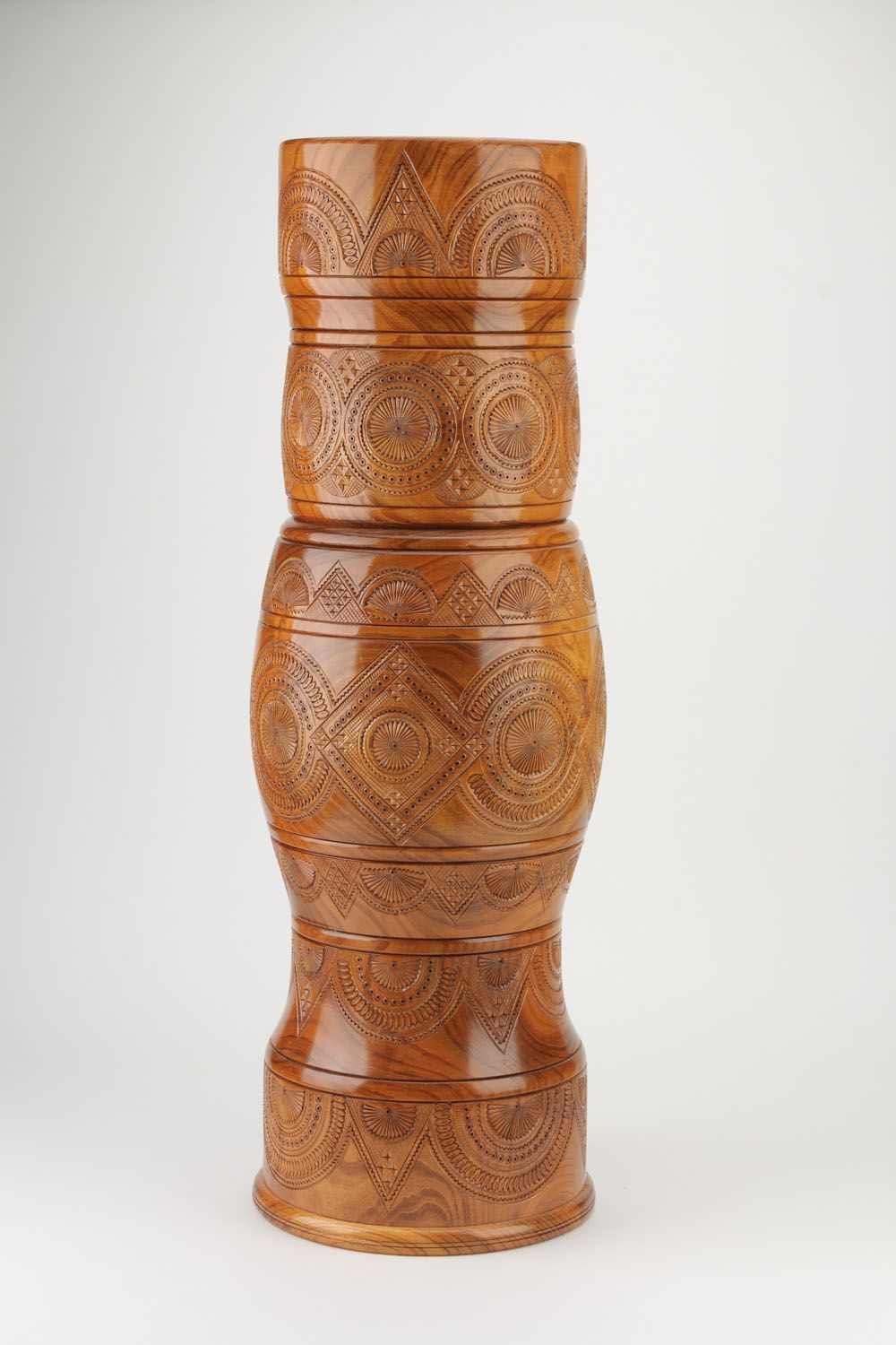 Wooden large 33 inches vase with handmade carvings 19 lb photo 4