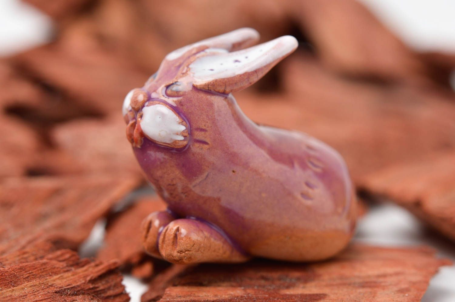Статуэтка для декора ручной работы статуэтка животного фигурка из глины Кролик фото 1