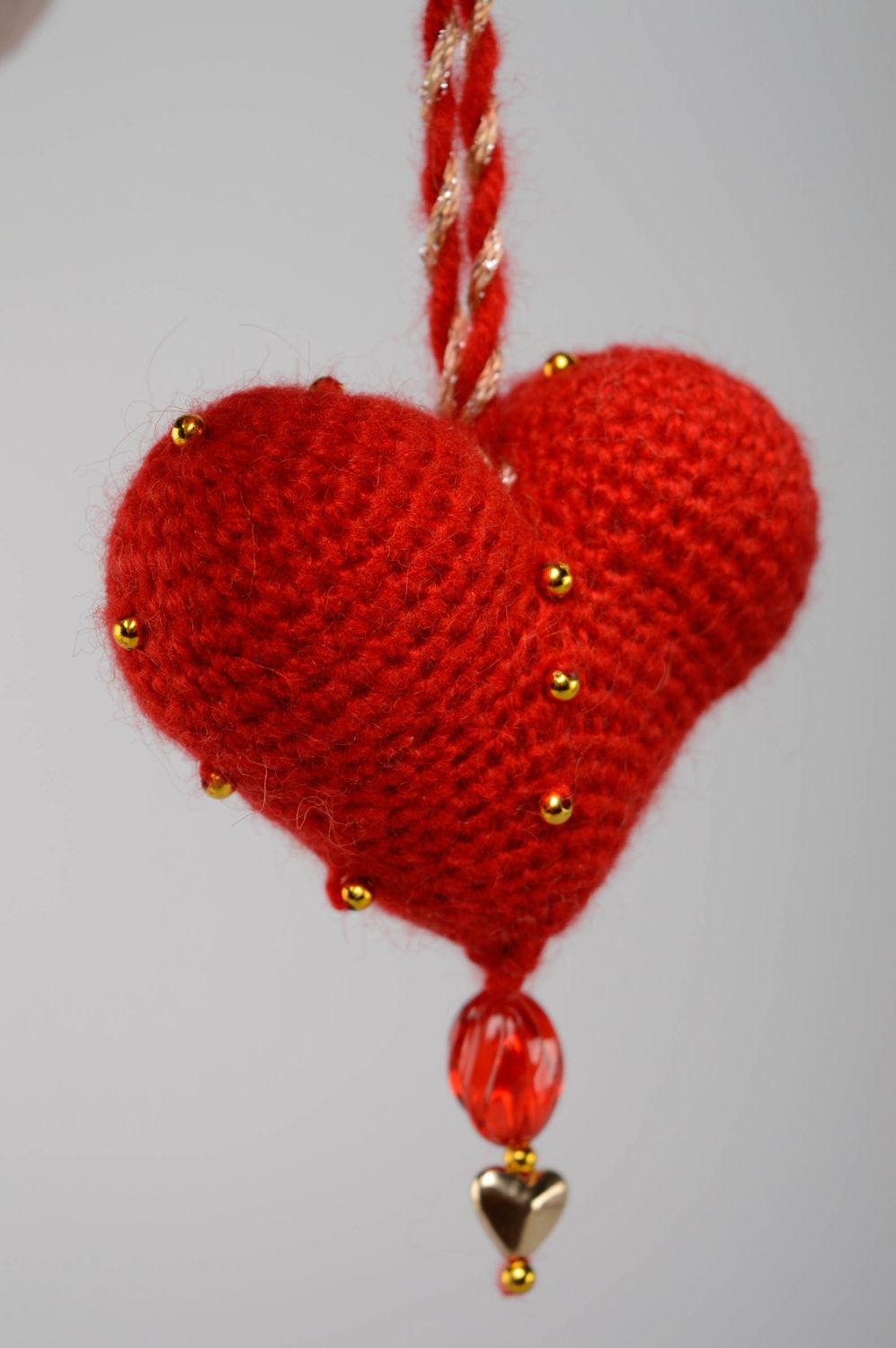Suspension décorative Coeur rouge faite main photo 3