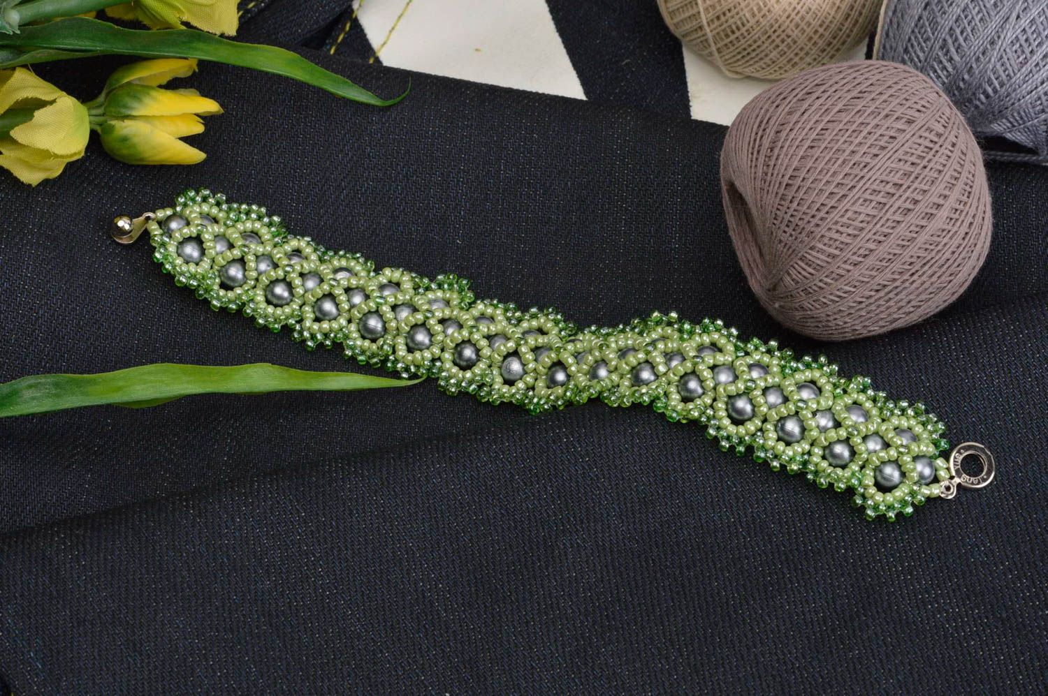 Handgefertigtes Armband Frauen Damen Modeschmuck Designer Schmuck in Grün foto 1