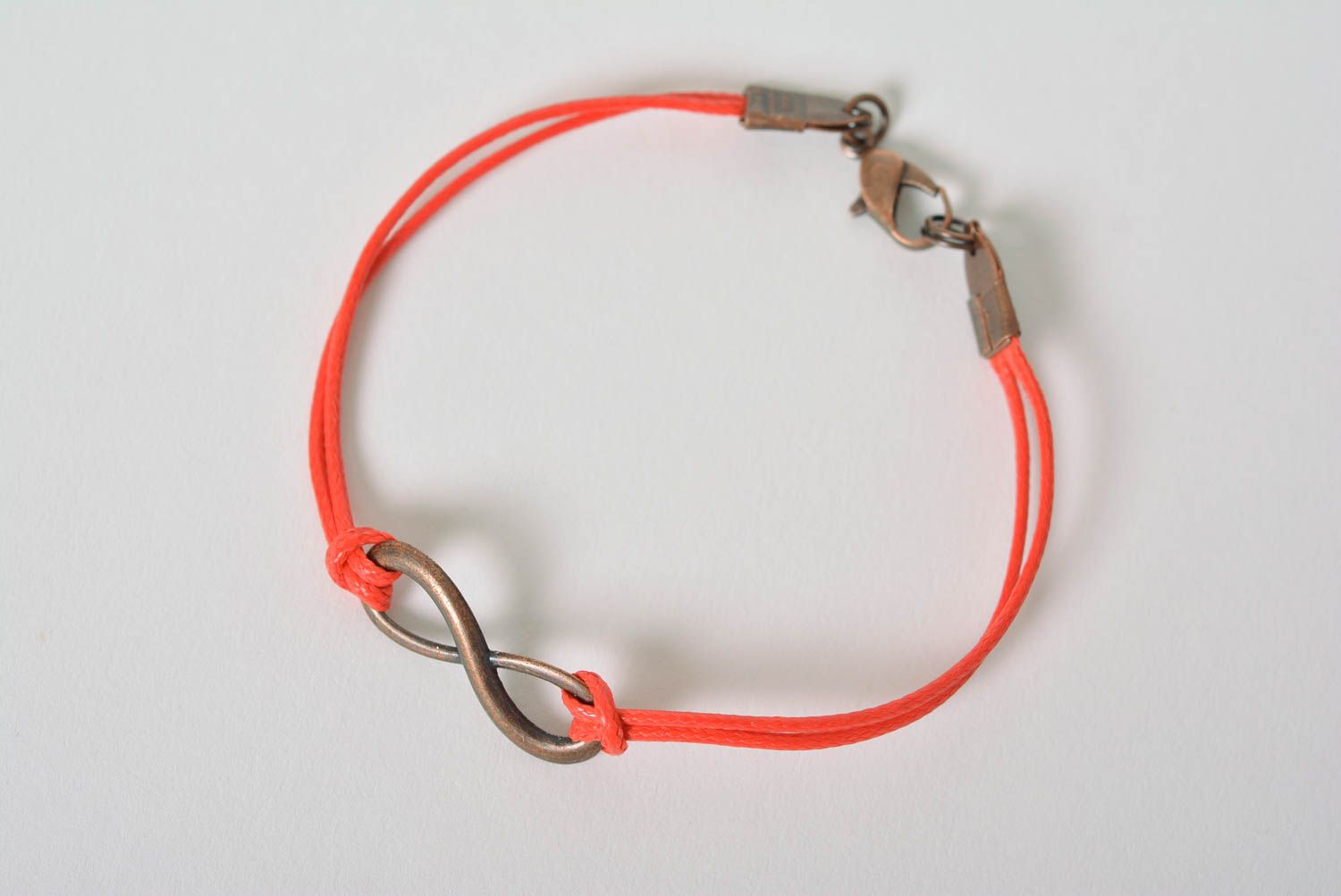 Bracelet cordon ciré rouge Bijou fait main avec infini Cadeau pour femme photo 5