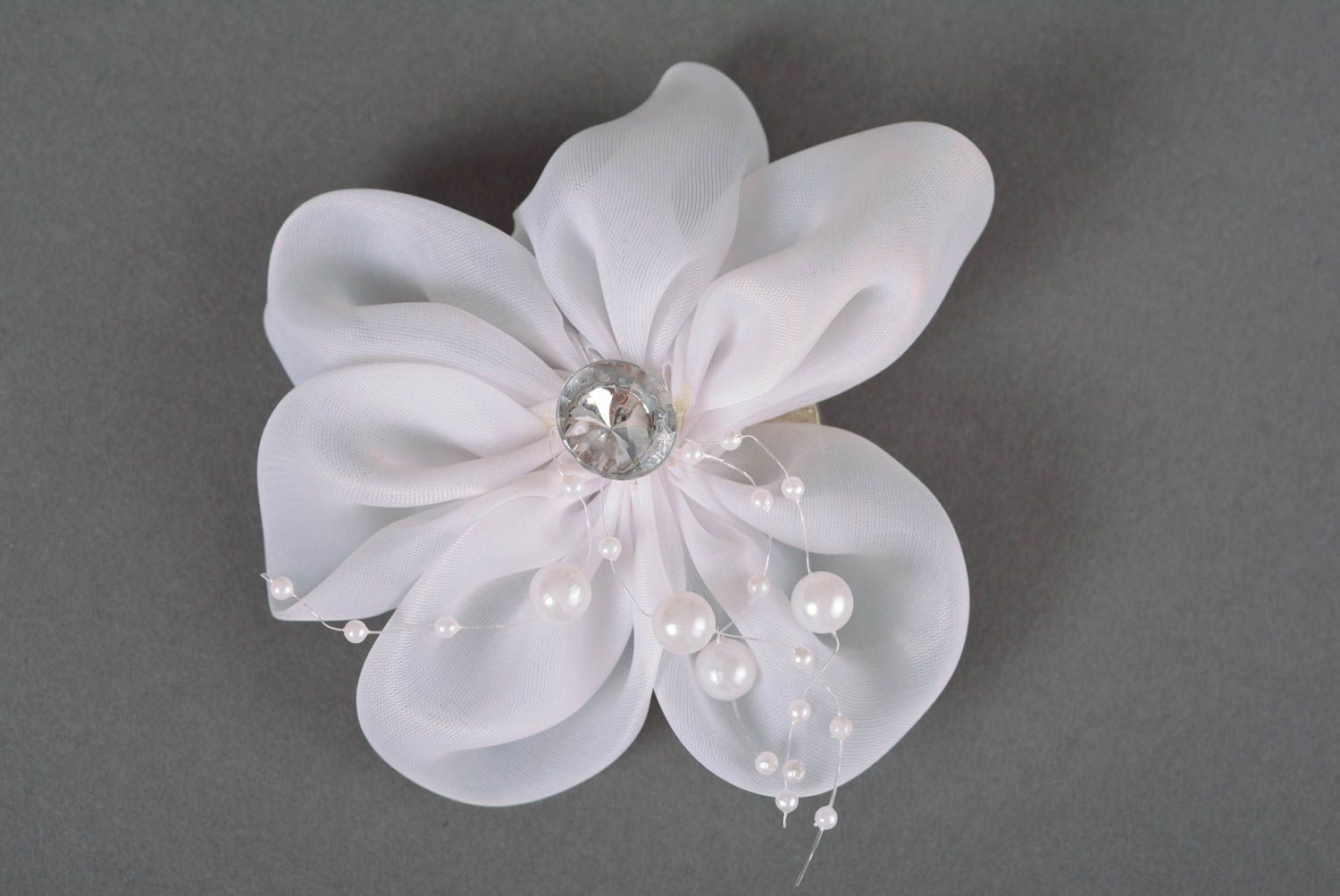 Haarspange Blume handmade Haar Spange in Weiß Accessoire für Haare originell foto 5