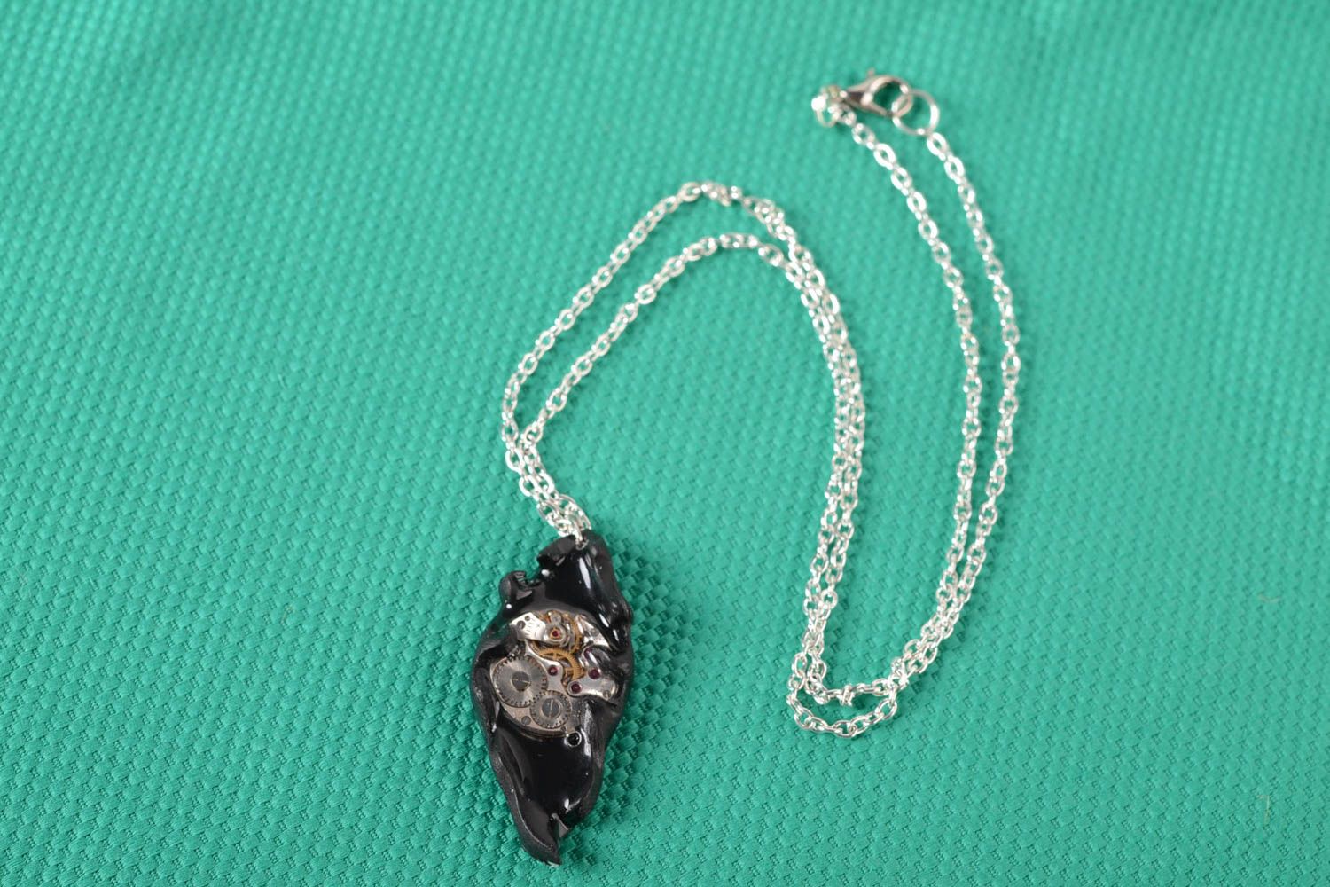 Black handmade pendant fashionable plastic women neck accessory interesting gift photo 1