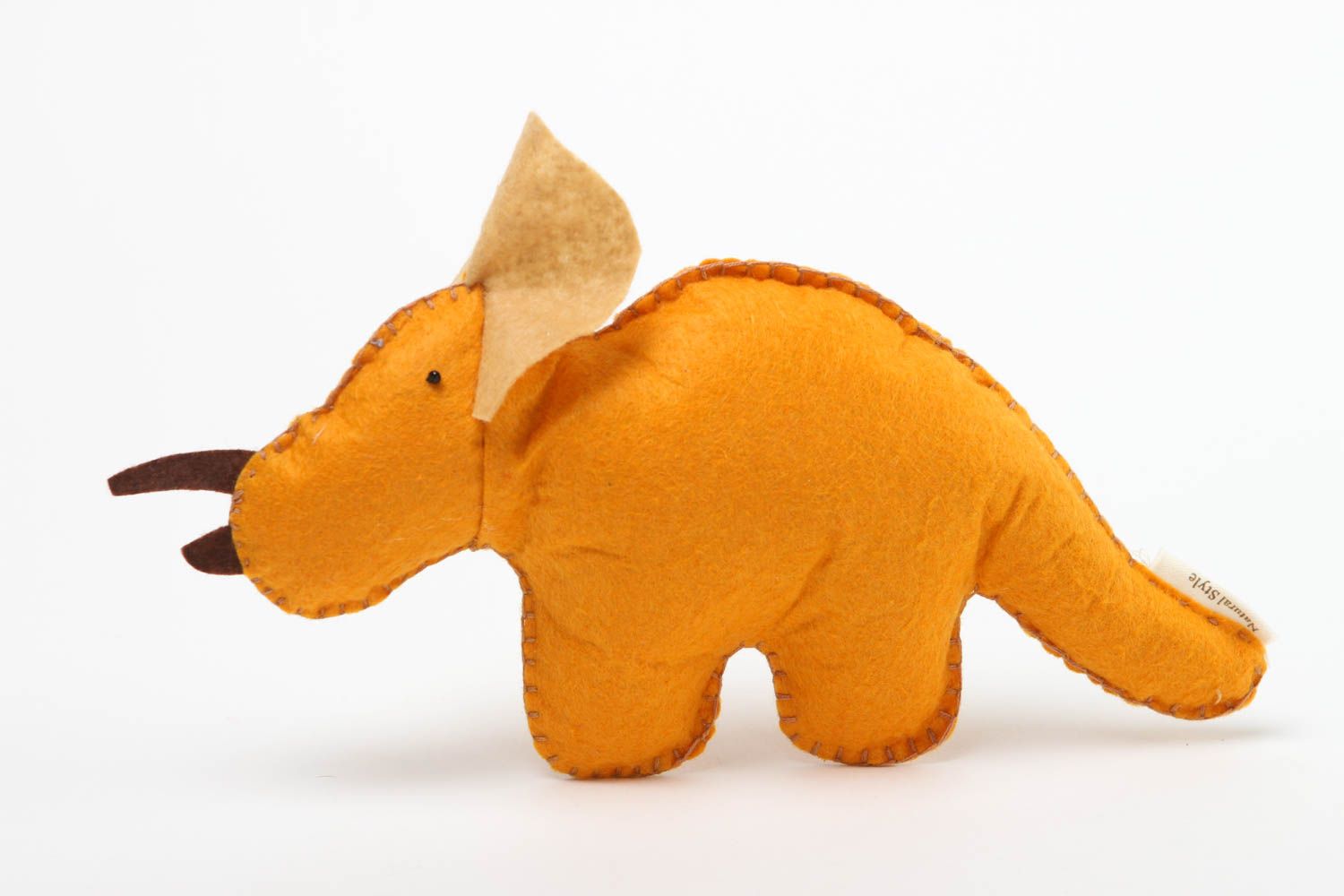 Peluche dinosaure faite main Jouet feutrine orange petit Cadeau pour enfant photo 4