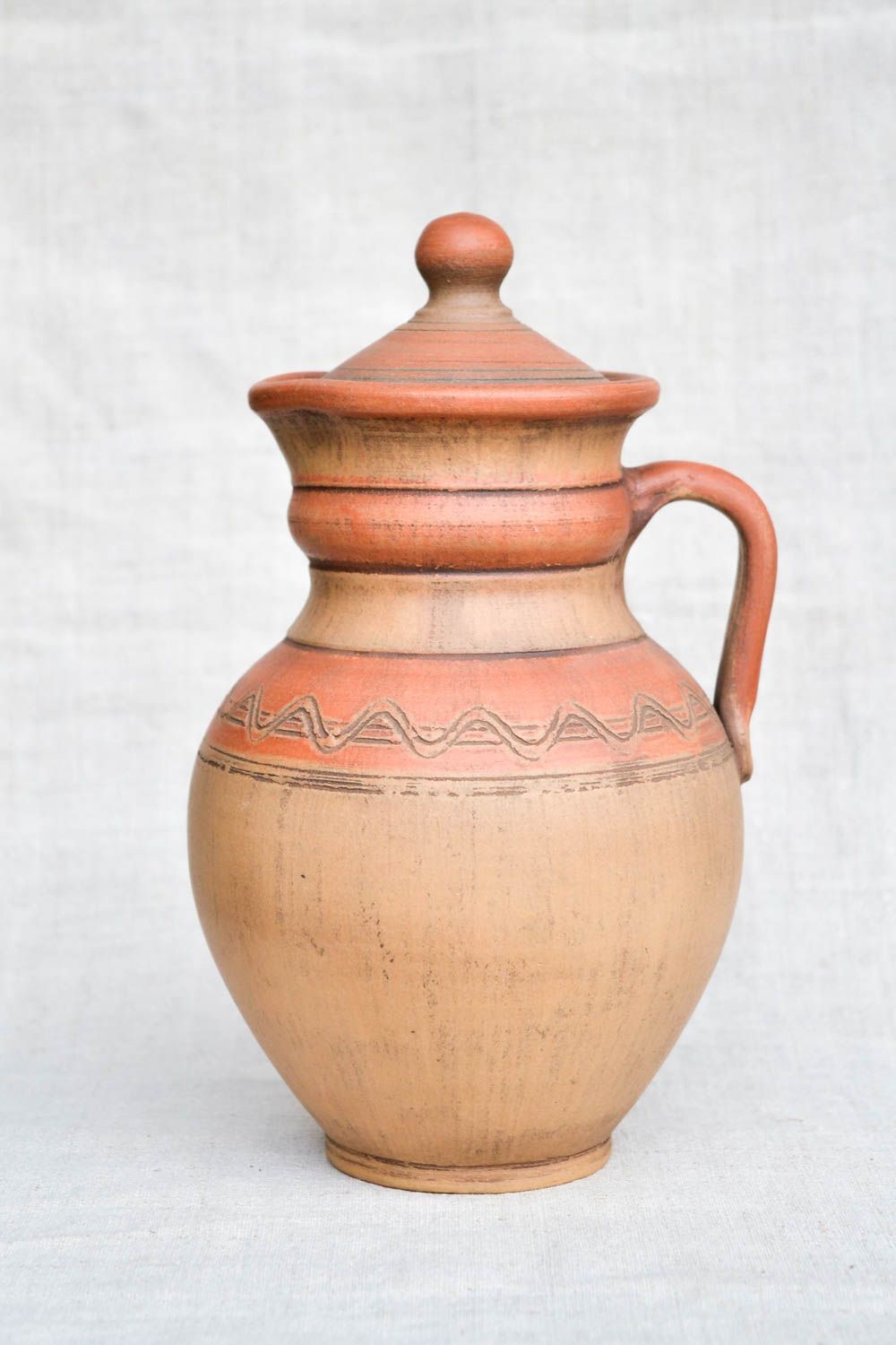 Handmade Italian style 60 oz ceramic water pitcher 10 inches, 2 lb photo 5