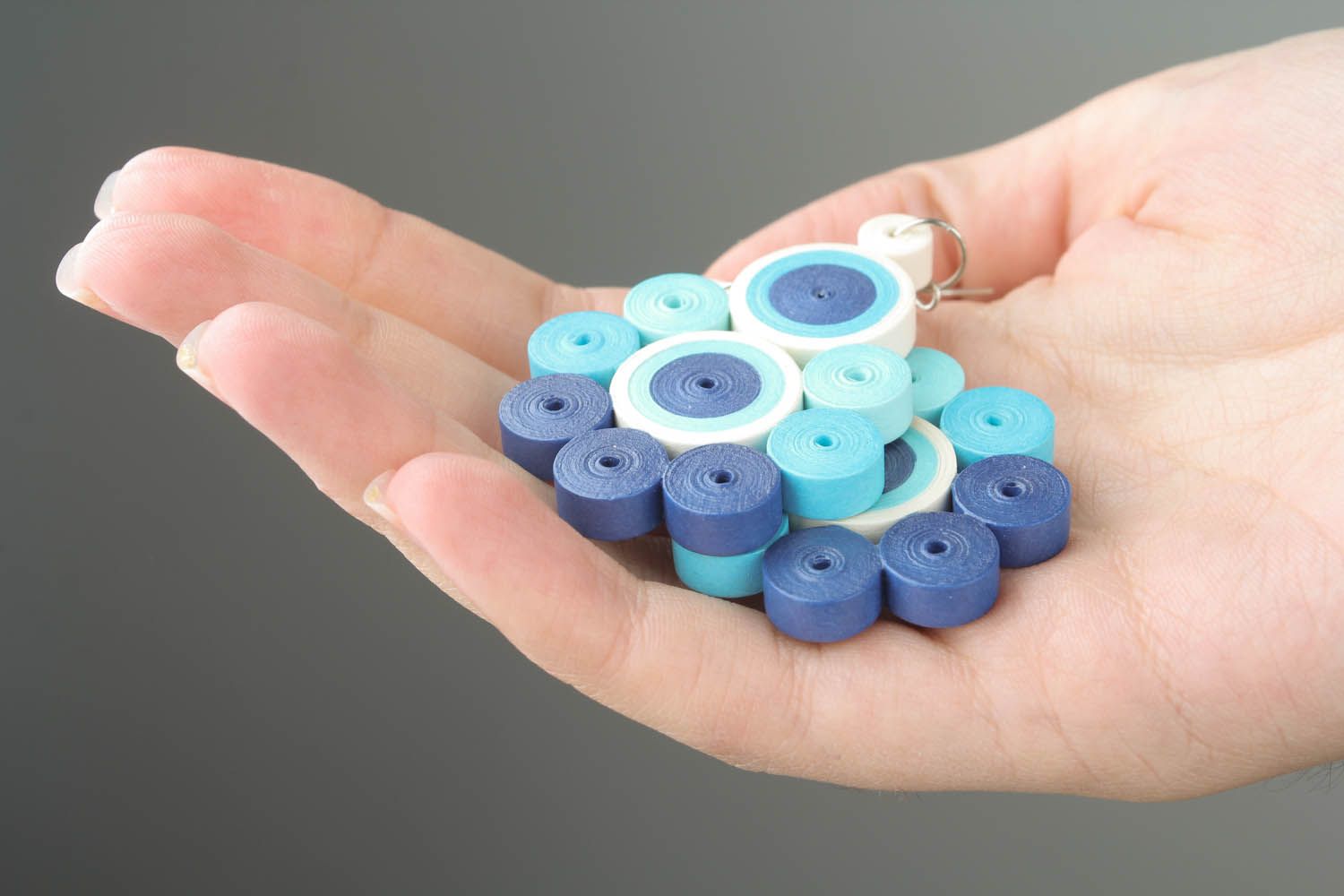 Blue earrings made of paper for quilling photo 5