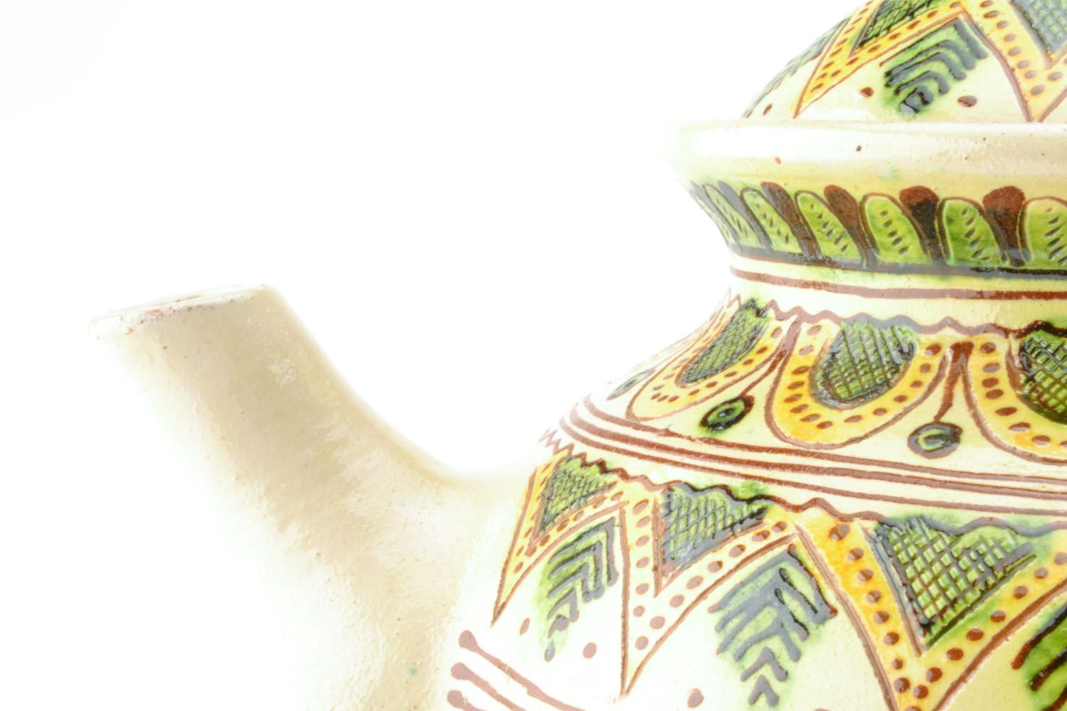 Théière en céramique décorative faite main originale peinte avec ornement photo 2