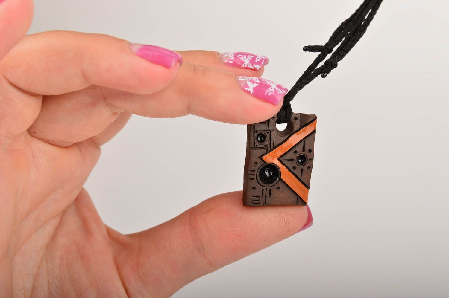 Handmade designer pendant unusual pendant on lace stylish accessory for women photo 2