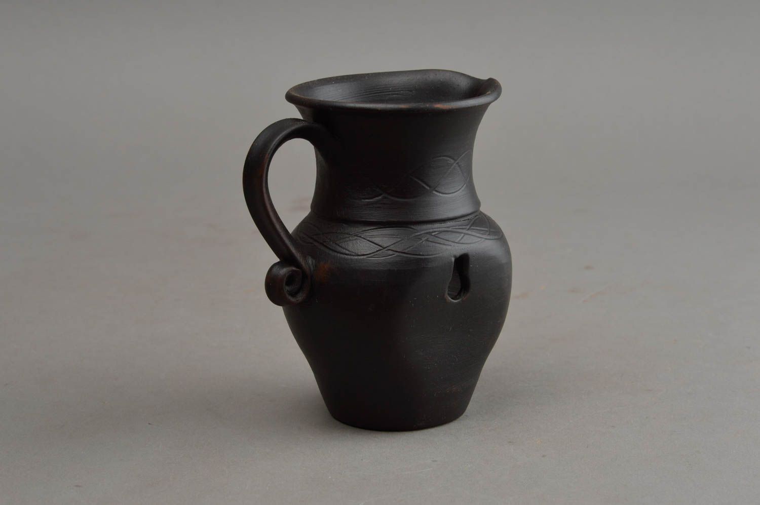 3,5 oz ceramic black miniature pitcher with handle 0,4 lb photo 3