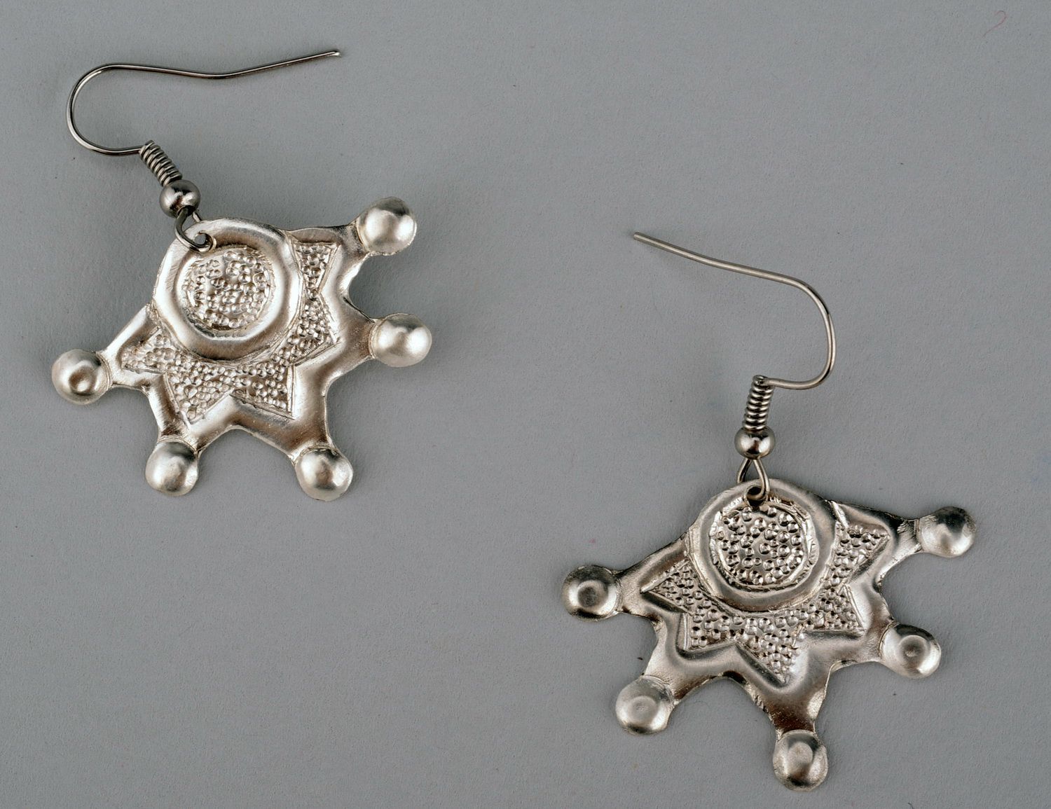 Metal earrings with silver-plating photo 2