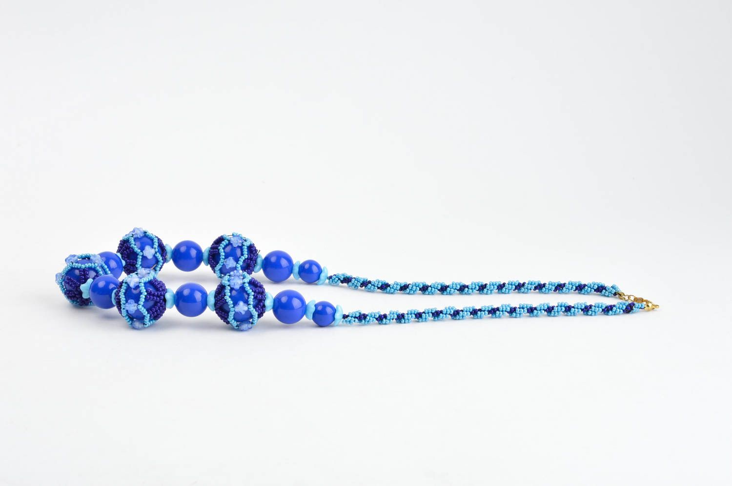 Collier boules bleues Bijou fait main en perles de rocaille Cadeau femme photo 2