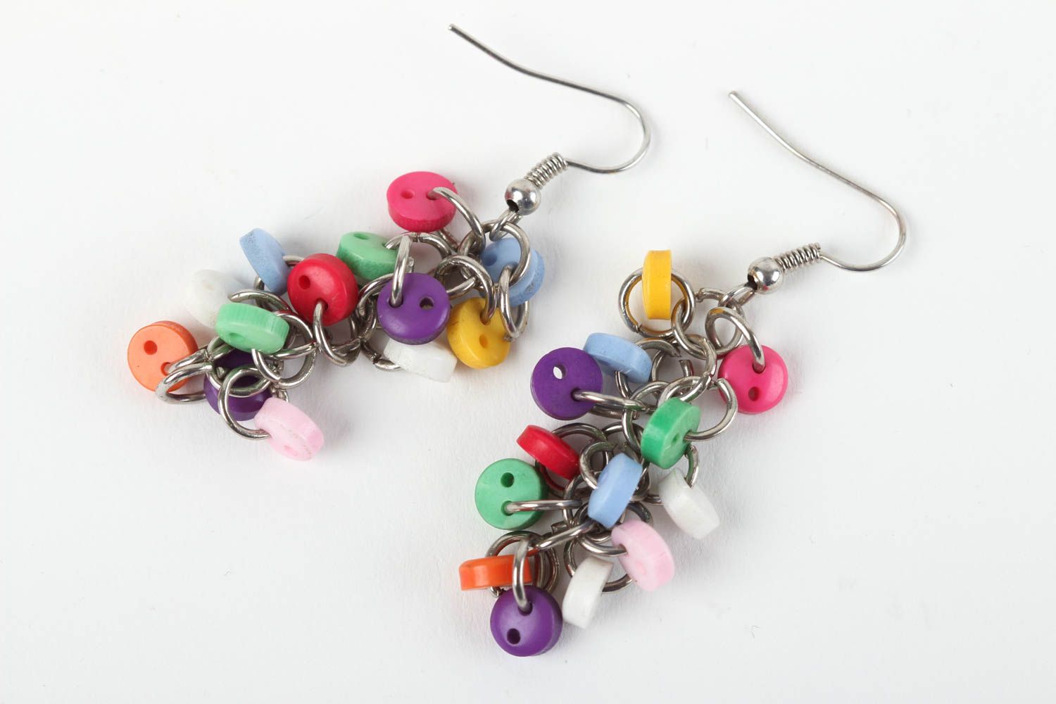 Boucles d'oreilles fantaisie Bijou fait main boutons multicolores Idée cadeau photo 2