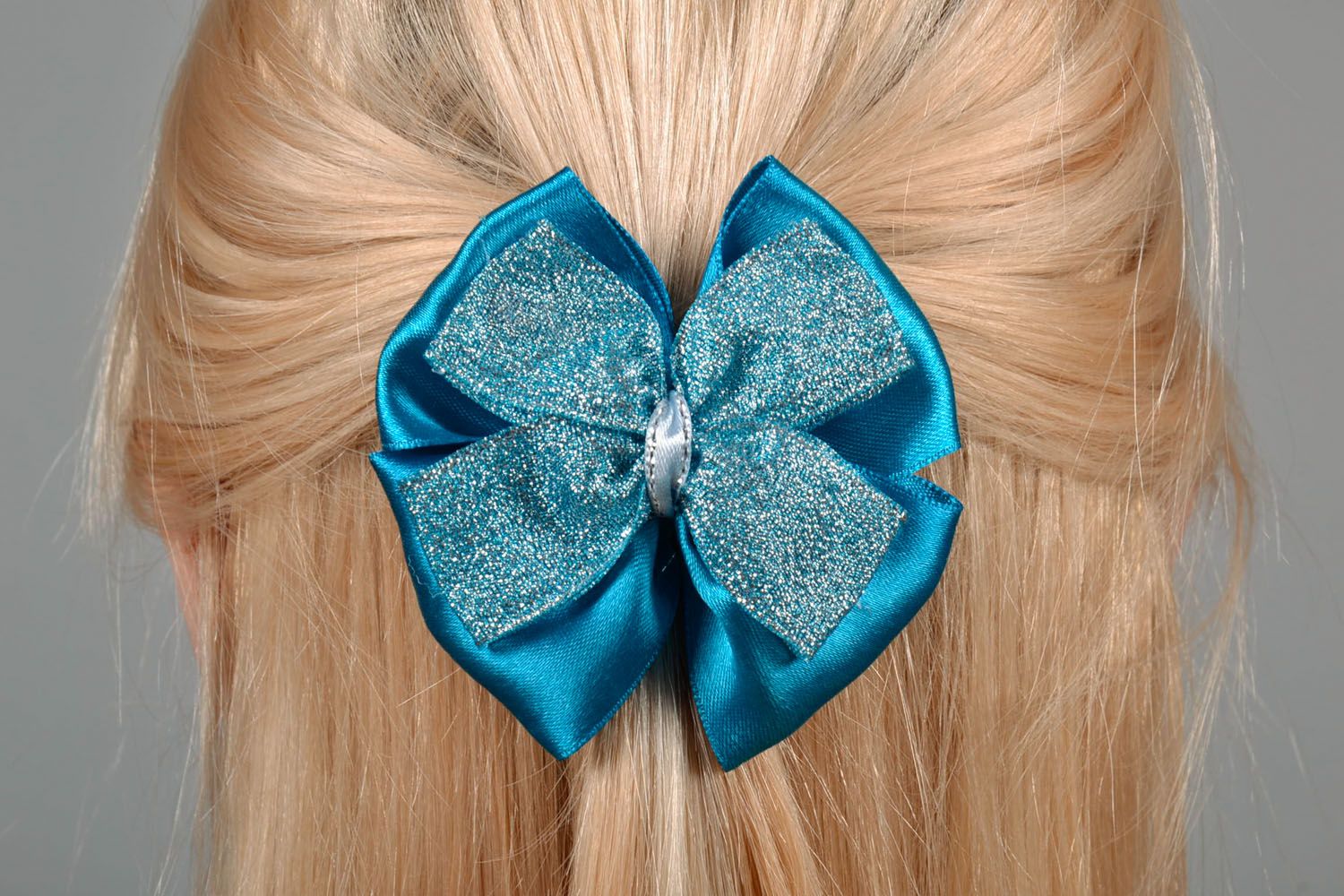 Schleife Haarspange blau foto 1