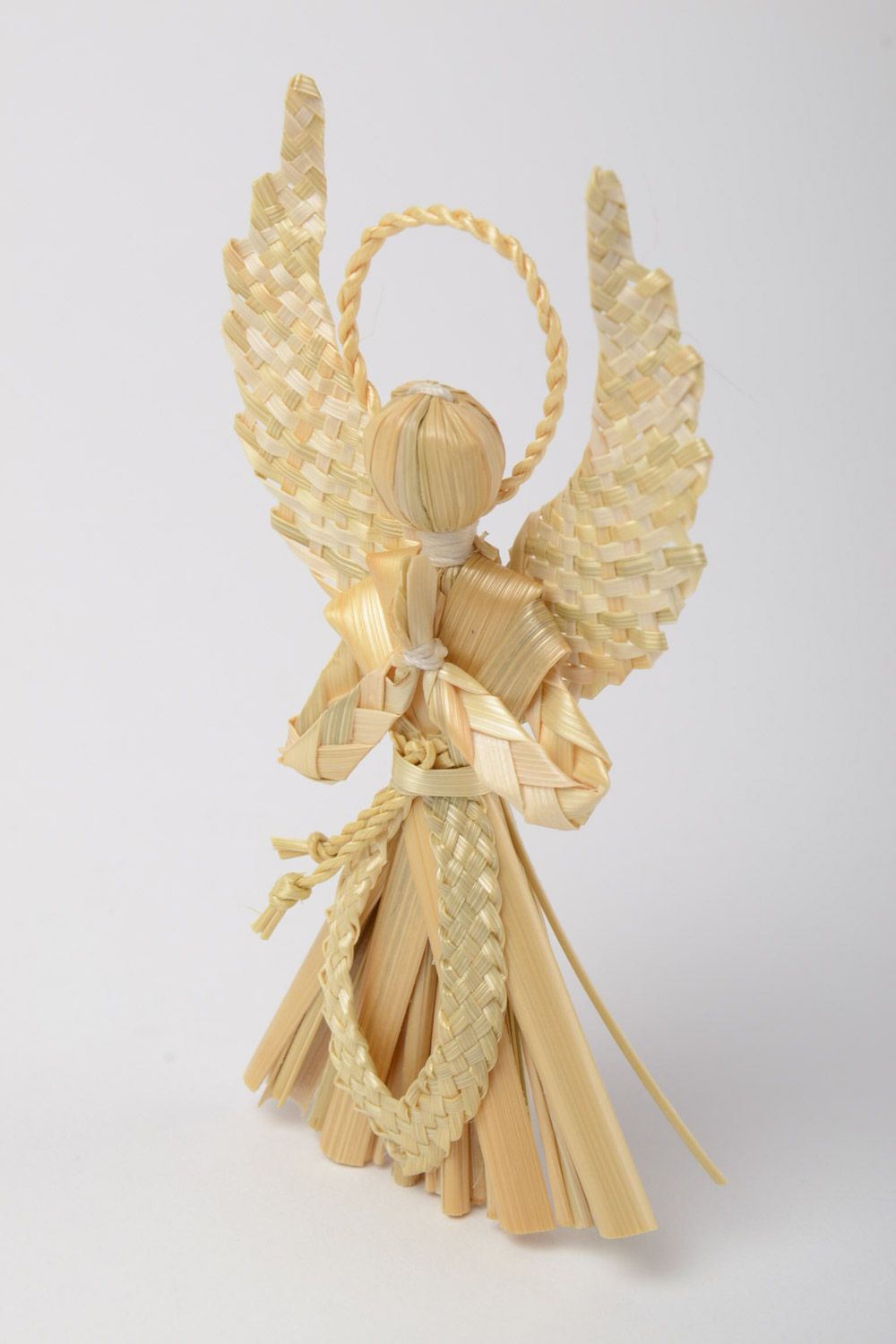 Homemade wall hanging decoration woven of straw guardian angel protective charm photo 2