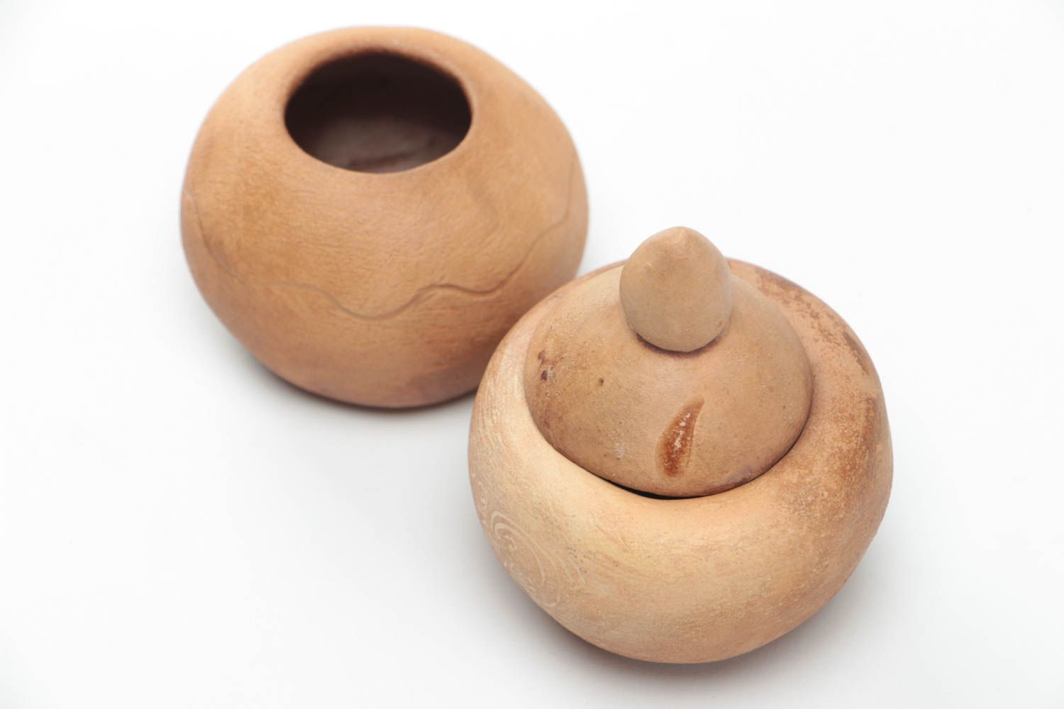 Set of two ceramic clay pots 0,33 lb  photo 3