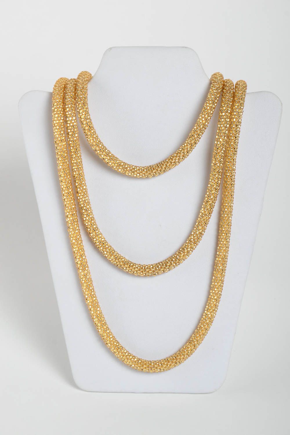 Sautoir en perles de rocaille Bijou fait main couleur d'or Cadeau pour femme photo 2