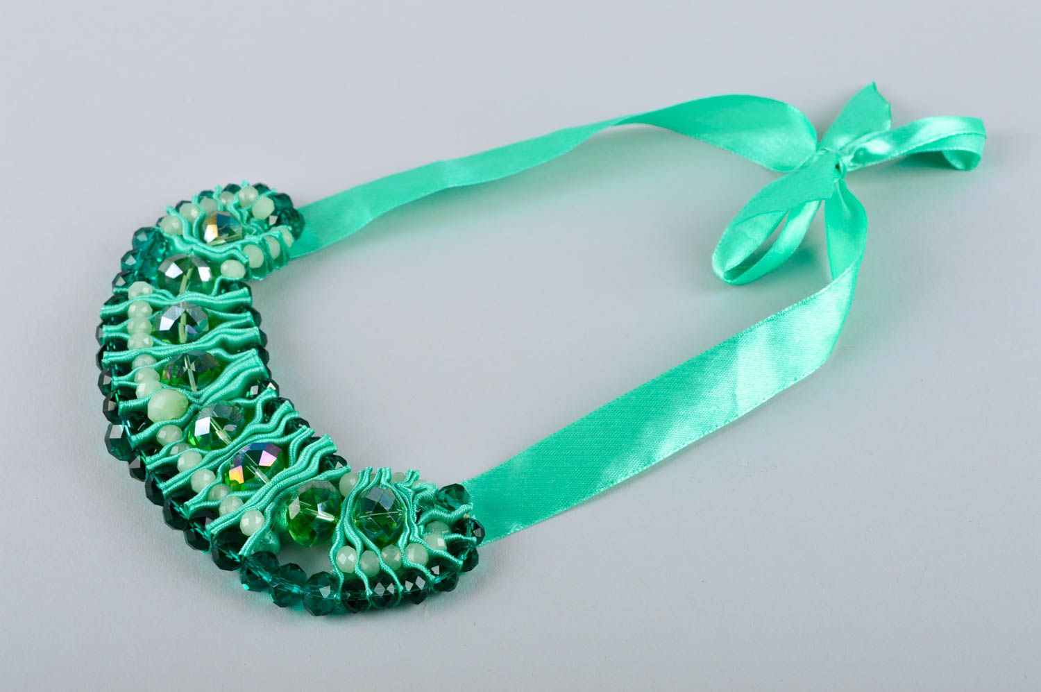 Handmade grünes Damen Collier Modeschmuck Halskette Accessoire für Frauen foto 4