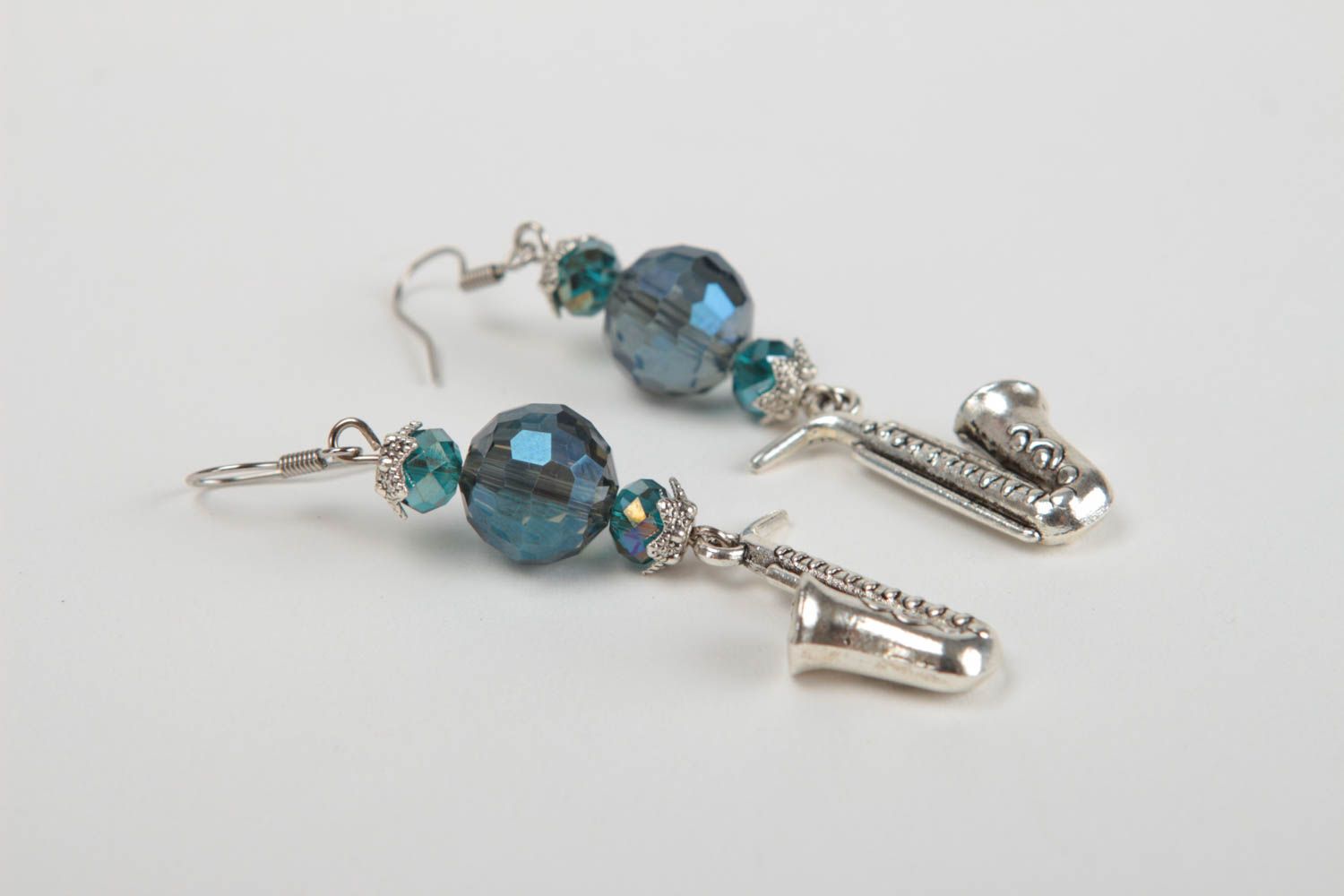 Unusual handmade long metal earrings designer crystal earrings gifts for her photo 3