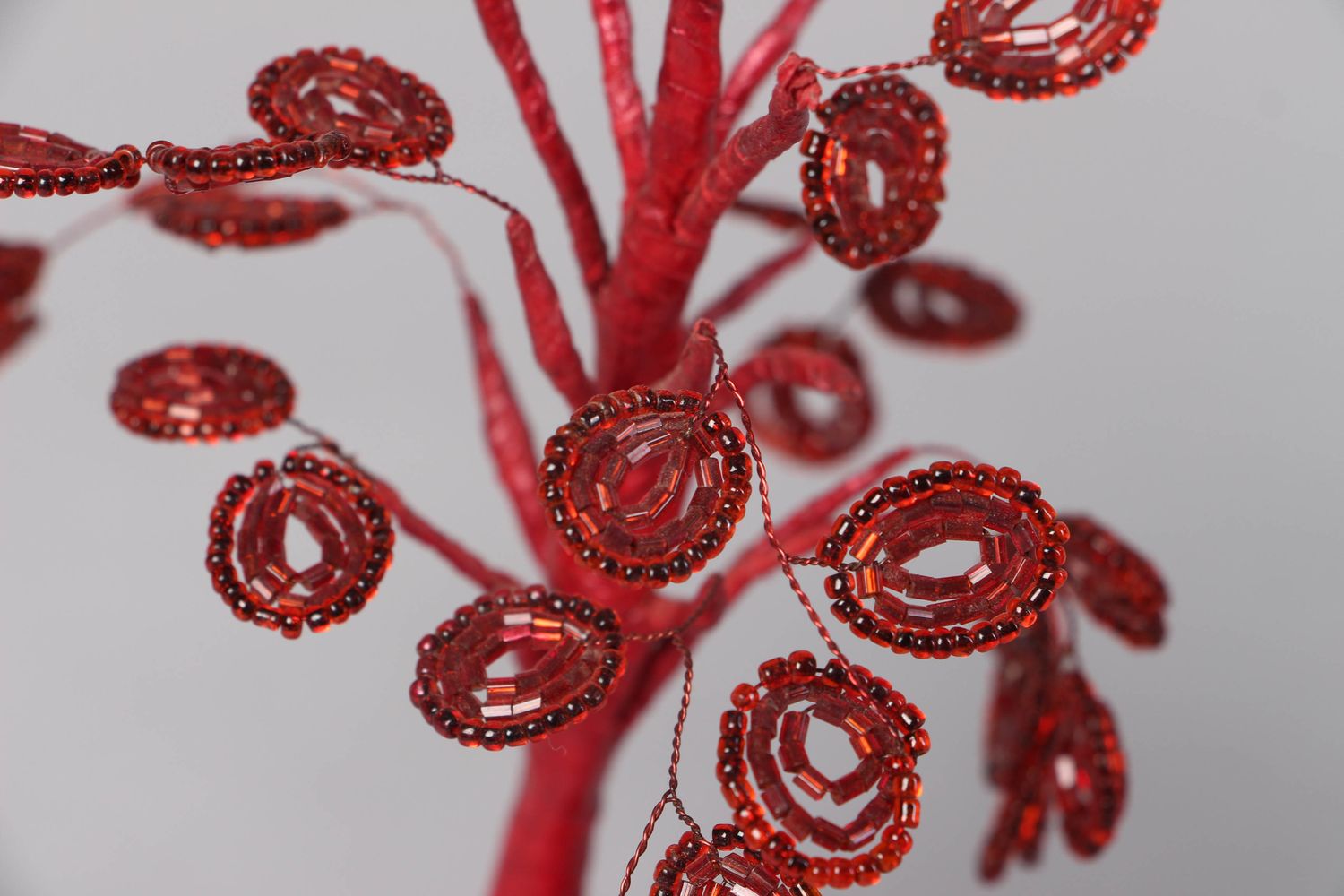 Handmade beaded tree Claret photo 2