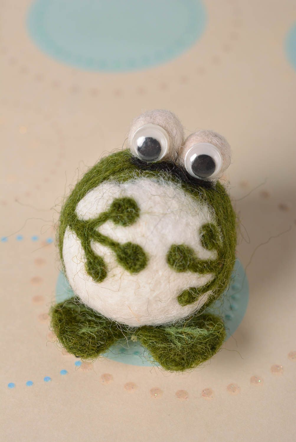 Peluche grenouille faite main Jouet en laine feutrée petite Déco maison photo 4