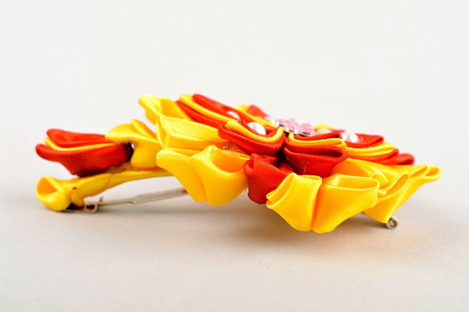 Beautiful handmade ribbon flower barrette hair clip design hair style ideas photo 3