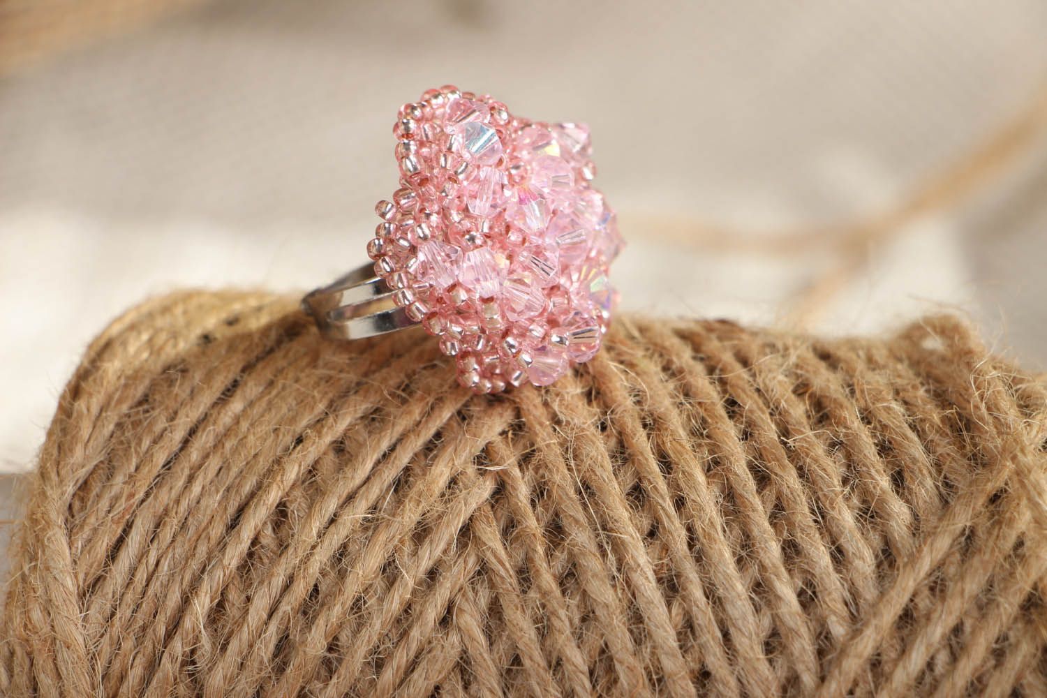 Ring made of beads and crystal photo 4