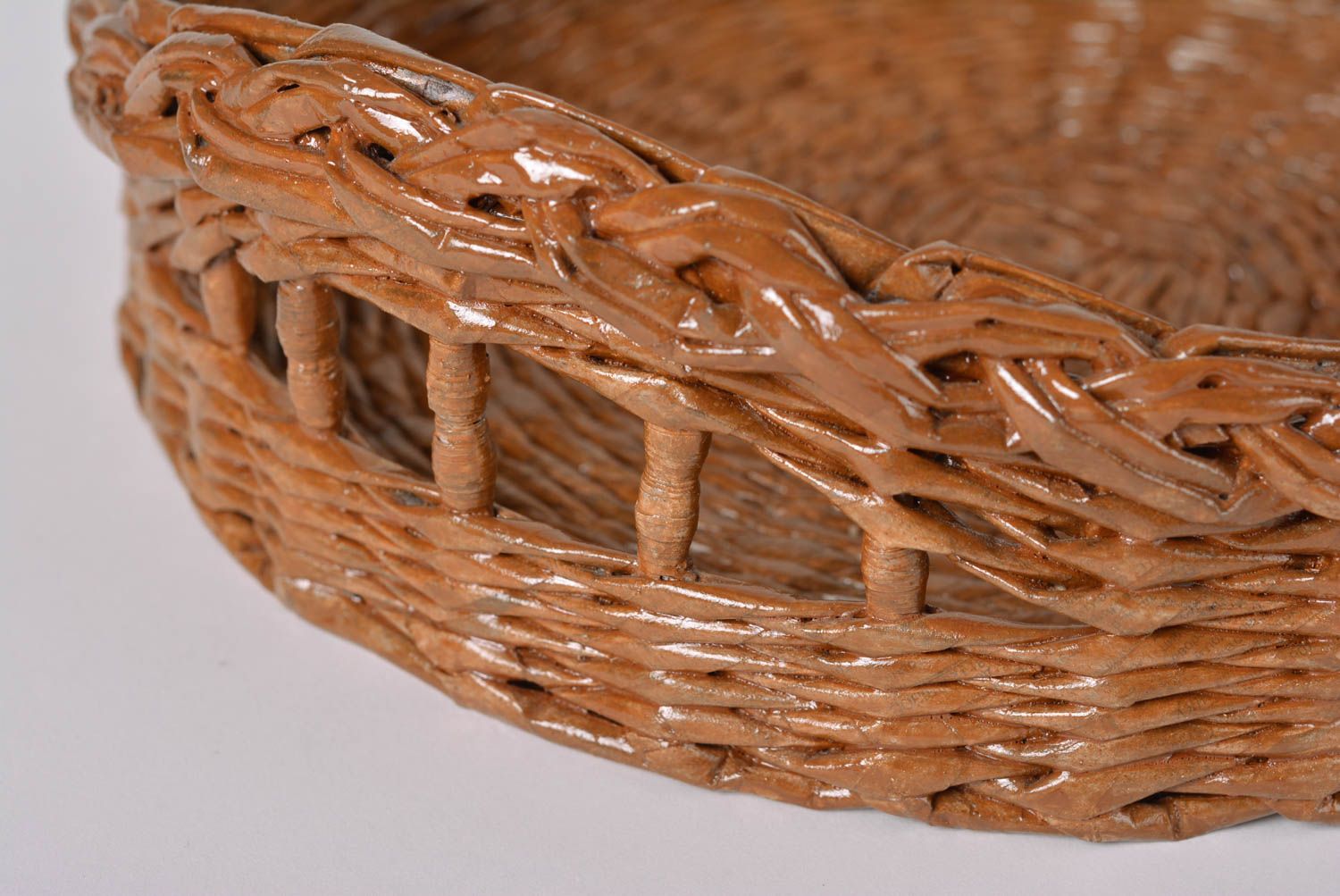 Unusual handmade woven tray paper tray newspaper craft kitchen design photo 2