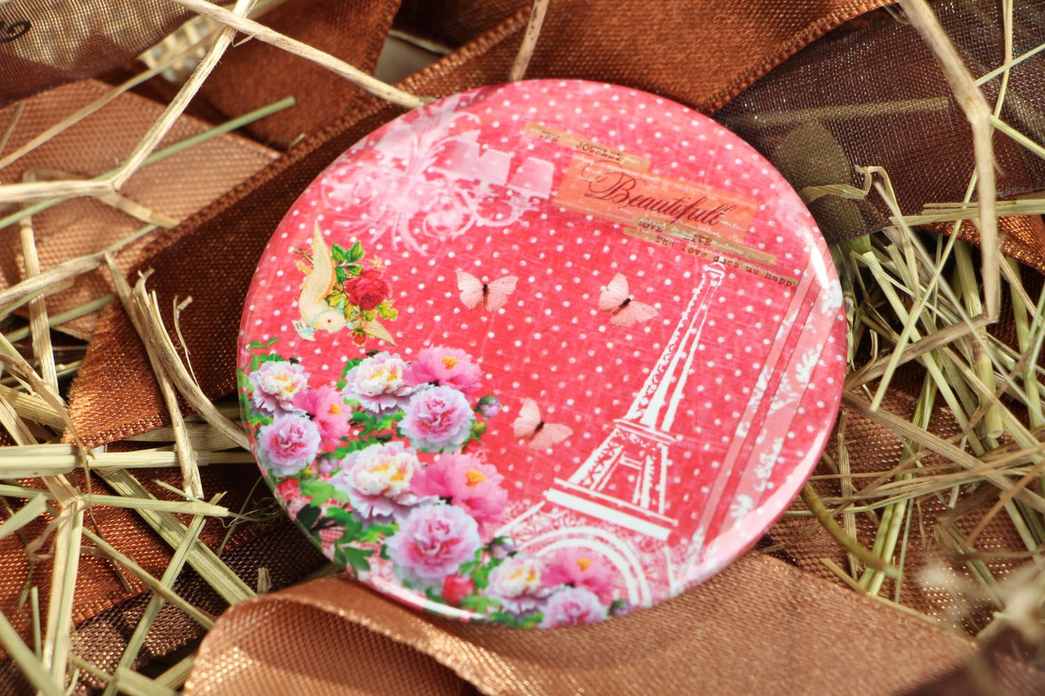 Espelho de bolso pequeno artesanal com imagem da Torre eiffel  foto 5