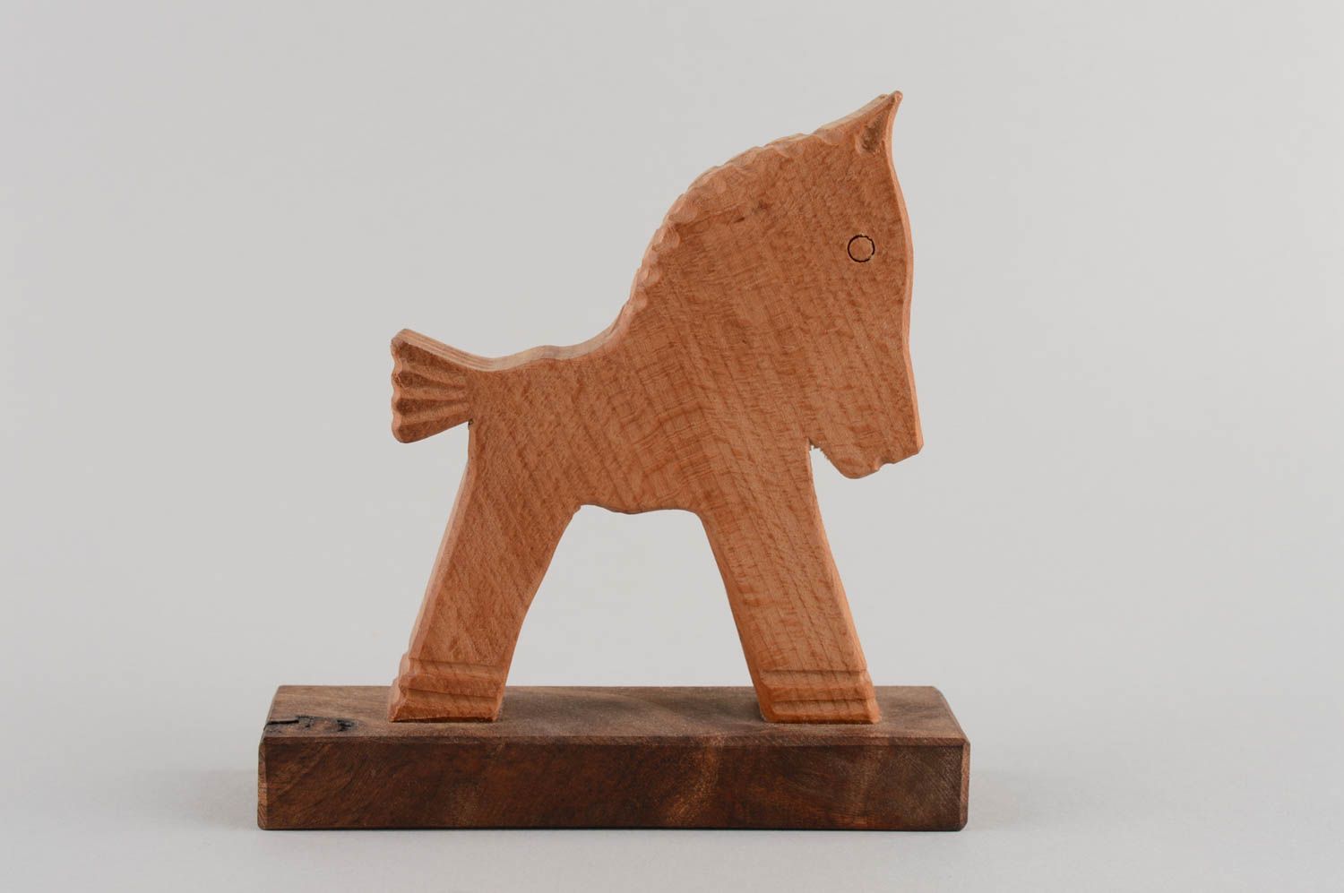 Small handmade designer wooden statuette toy horse eco friendly photo 3