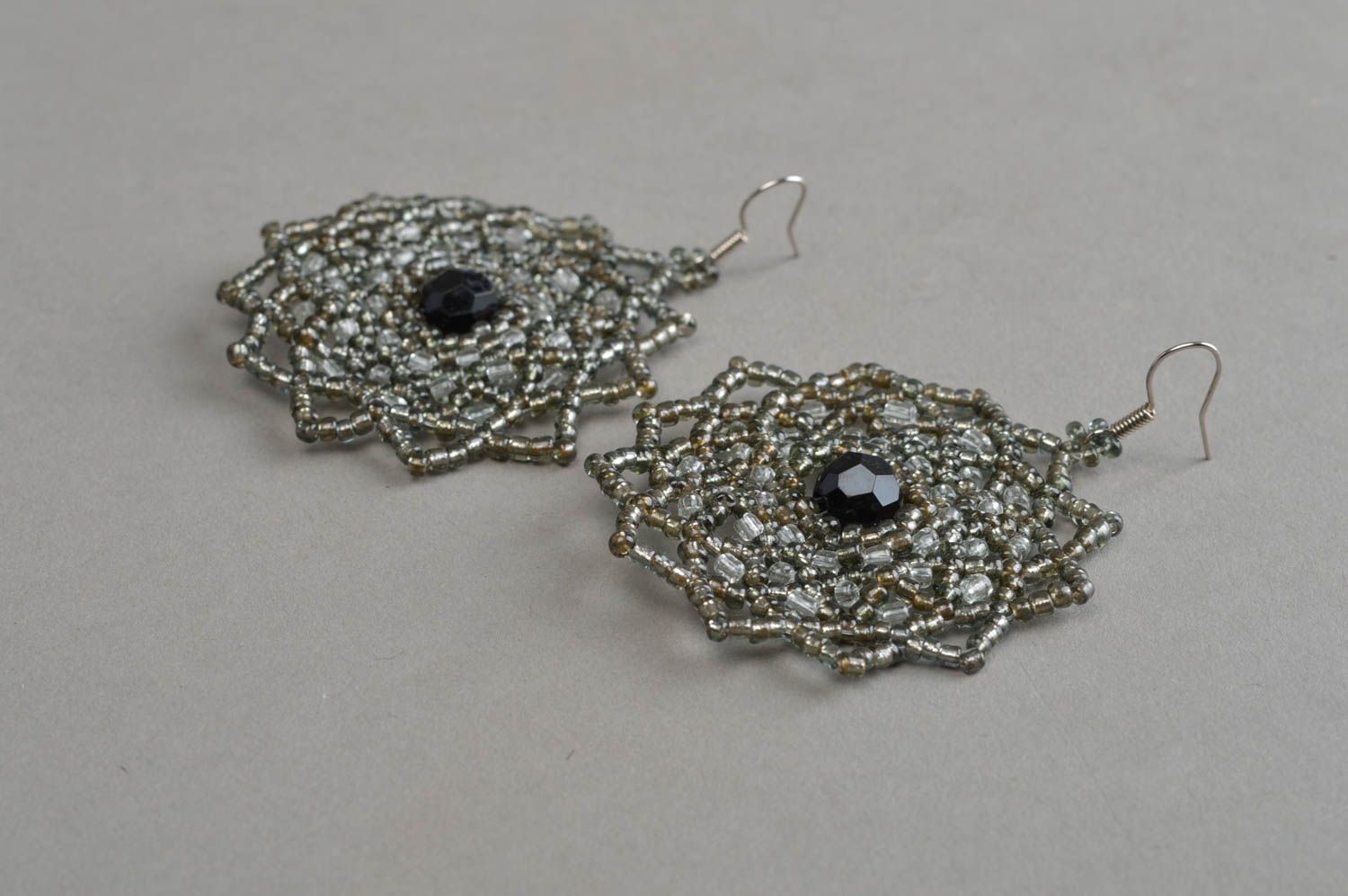 Handmade big earrings beaded dangling earrings best gifts for women  photo 3