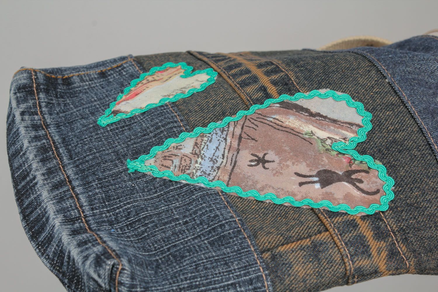 Borsa piccola di jeans fatta a mano borsetta interessante accessorio da ragazza foto 4