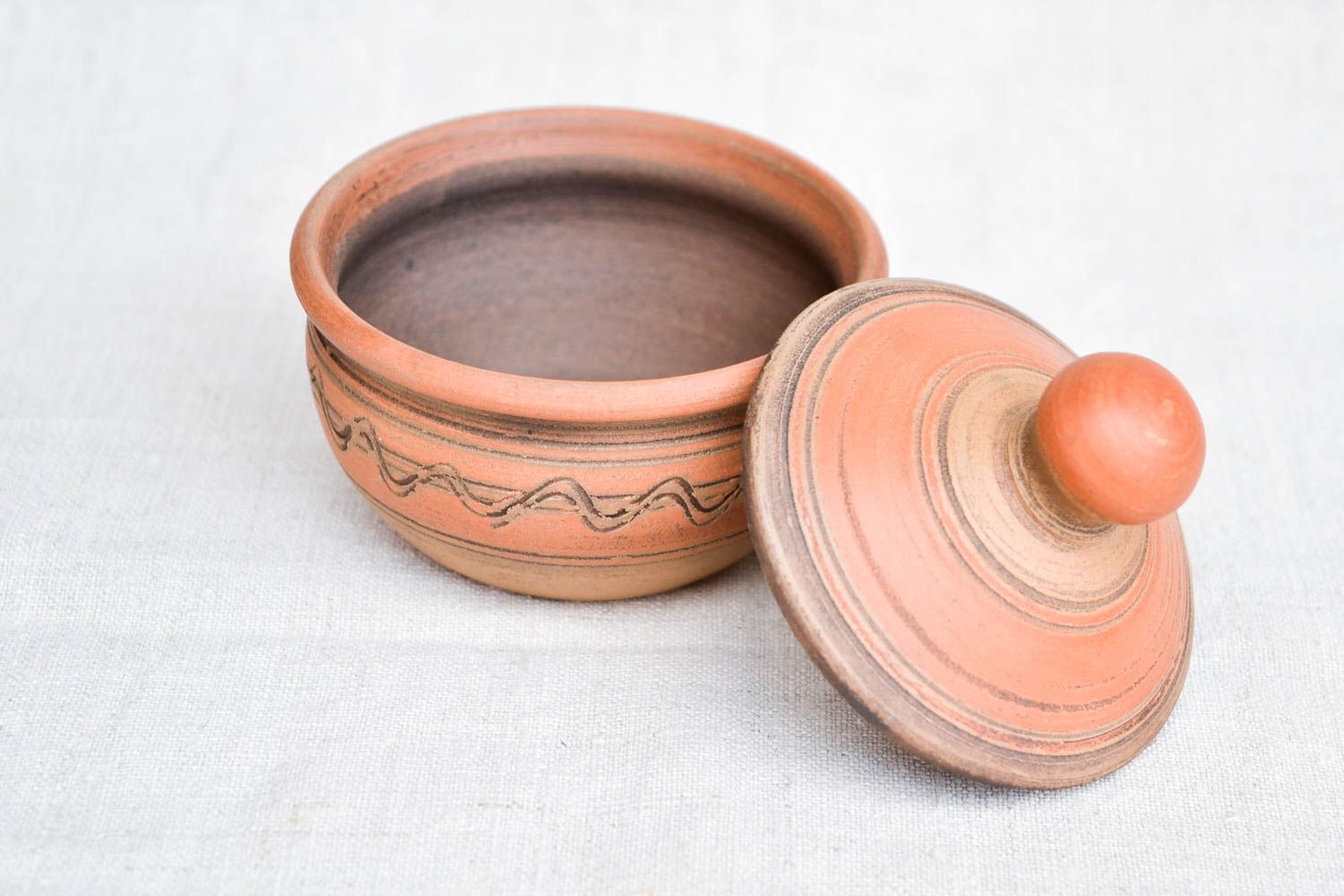 Handmade Dose aus Ton handgefertigt Keramik Geschirr nützlich Salz Dose 200 ml foto 3