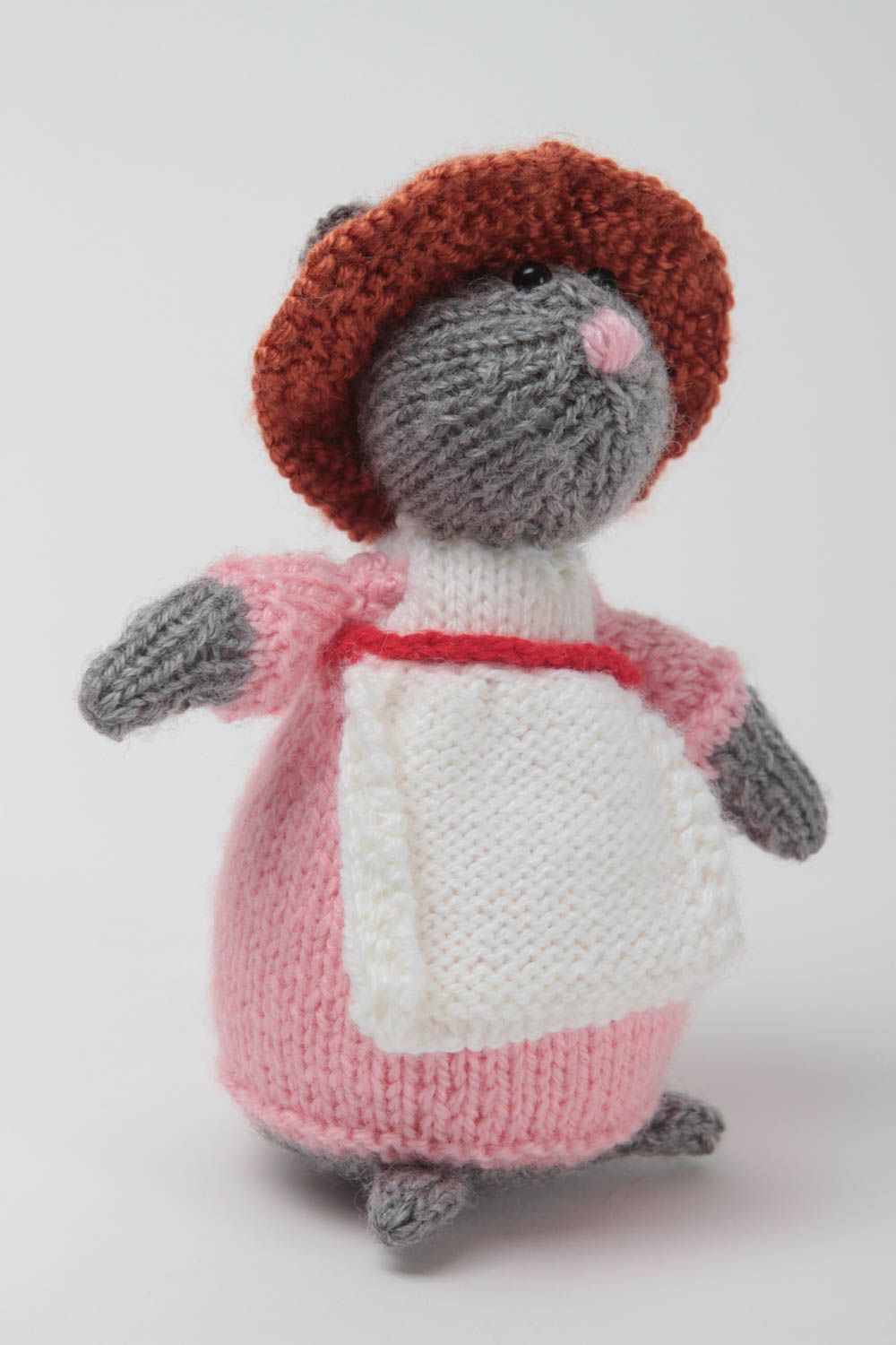 Jouet enfant Peluche tricotée fait main en forme de souris Cadeau original décor photo 2