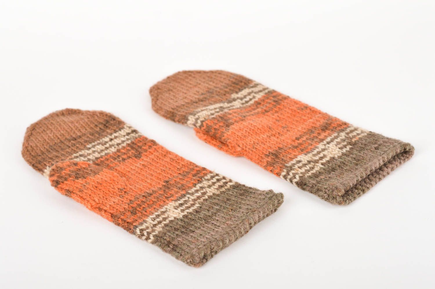 Moufles tricot faites main Vêtement femme en laine au crochet Cadeau original photo 3