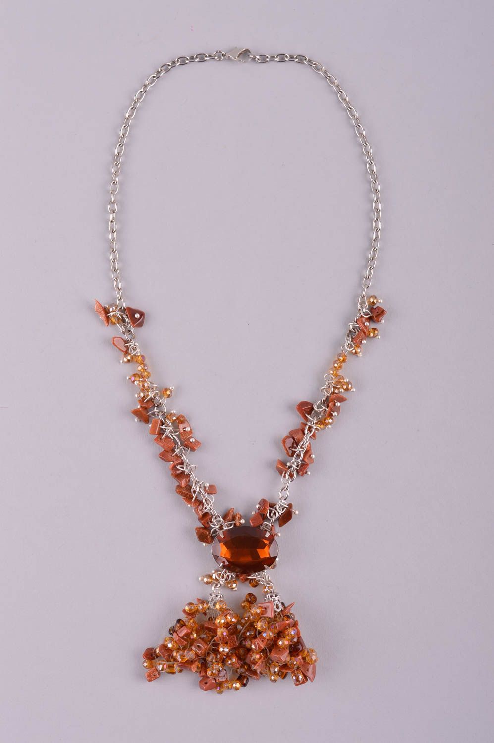 Handmade designer necklace unusual stylish necklace natural stone jewelry photo 2