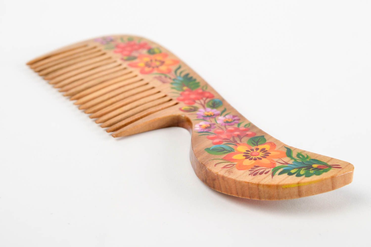 Деревянная расческа подарок ручной работы аксессуар для волос расписной фото 4