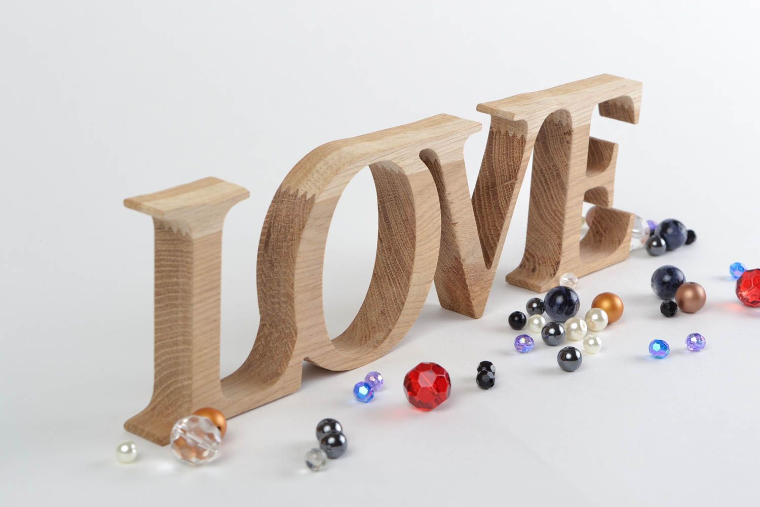 Mot décoratif en bois de chêne fait main grand Love original pour séance photo photo 1