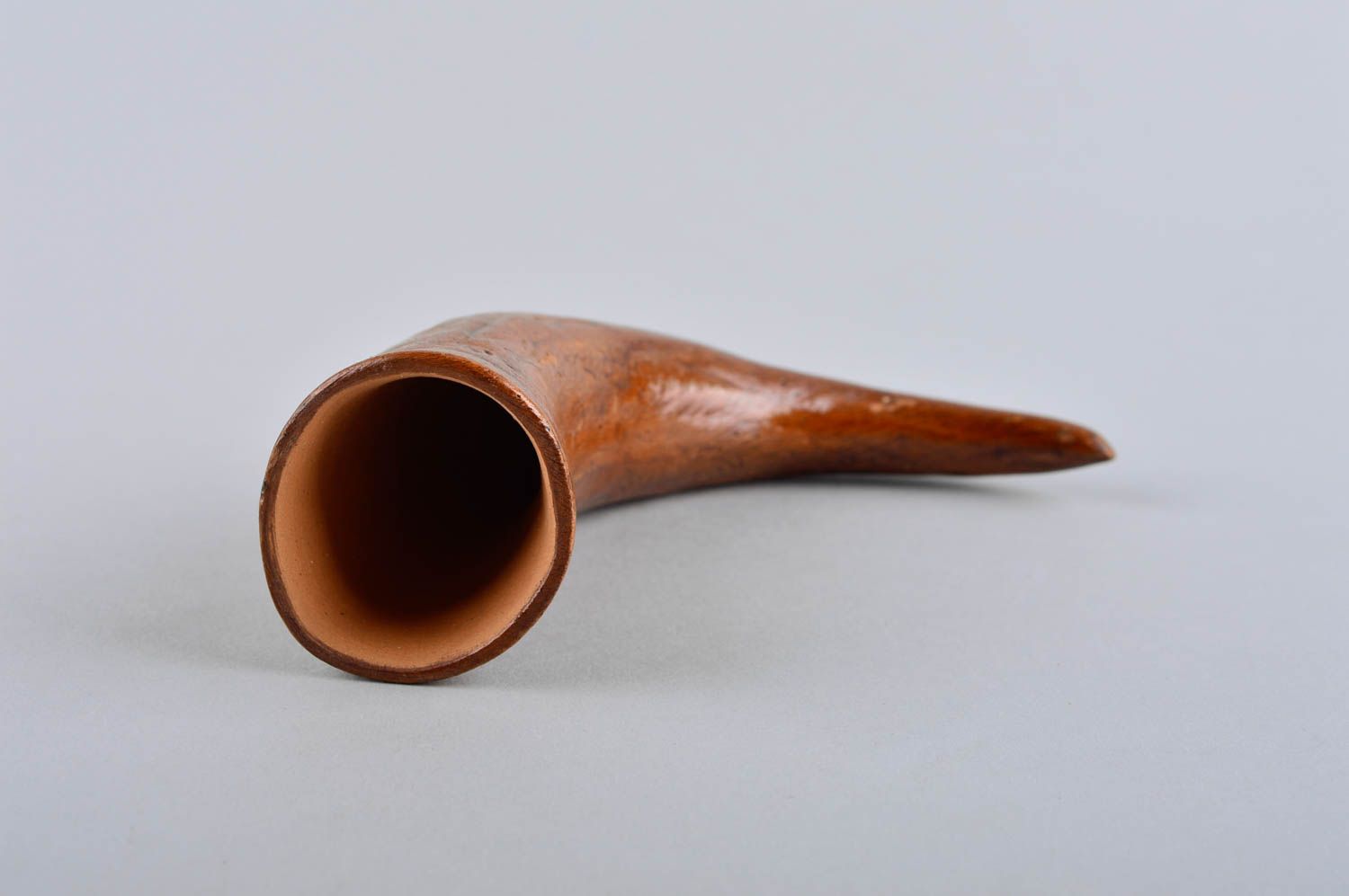 Handmade unique clay drinking horn designer ceramic tableware interior present photo 4