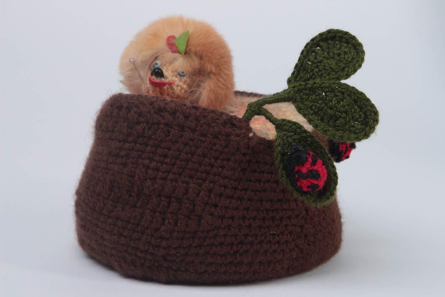 Handmade interior decor stylish decor elements cute woolen toy crocheted toy photo 2