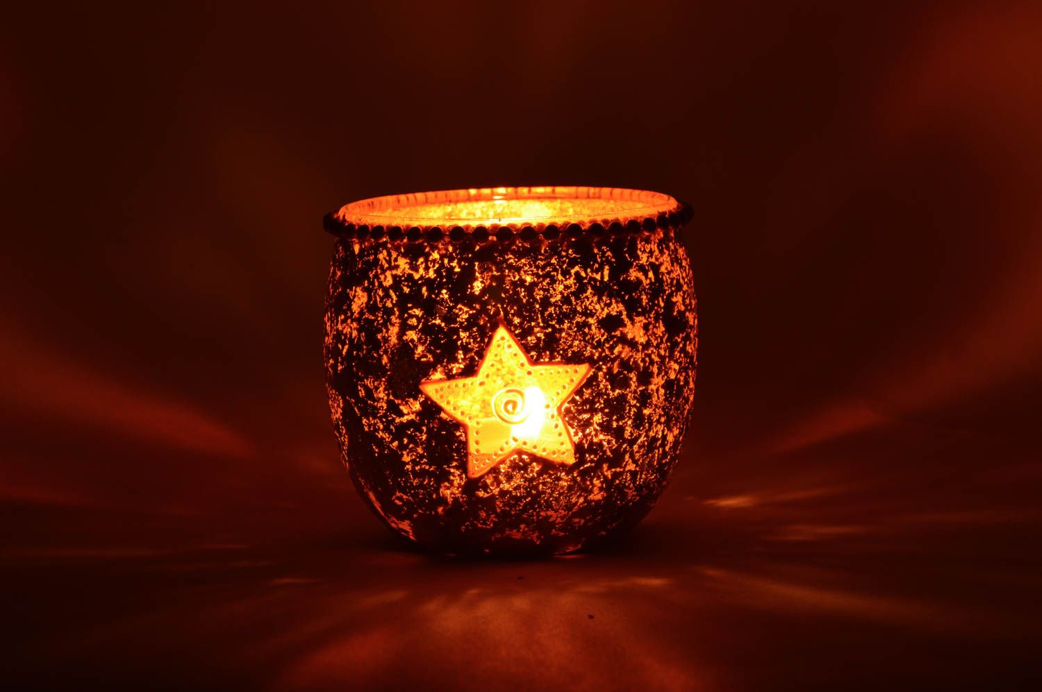 Künstlerischer Kerzenhalter aus Glas Vitrage bemalt handmade für Deko schön toll foto 5
