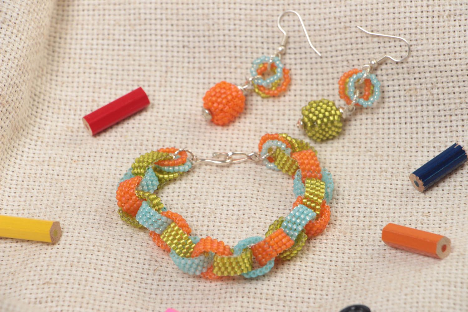 Handmade jewelry set beaded earrings beaded bracelet designs gifts for her photo 1
